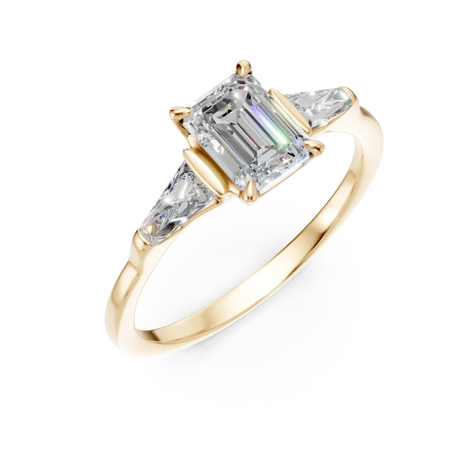 Inel de logodna din aur galben cu diamante de 1ct create in laborator