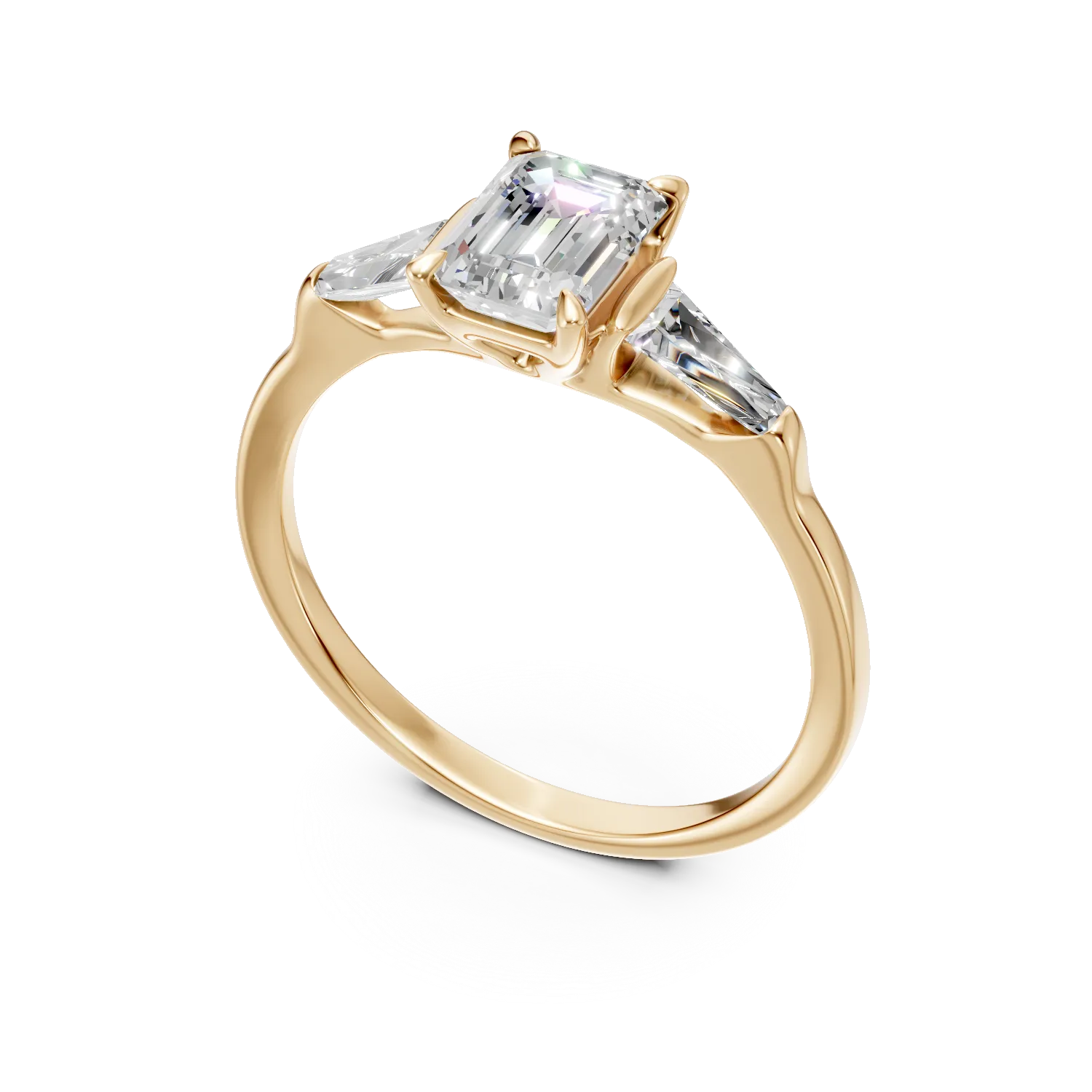 Inel de logodna din aur galben cu diamante de 1ct create in laborator