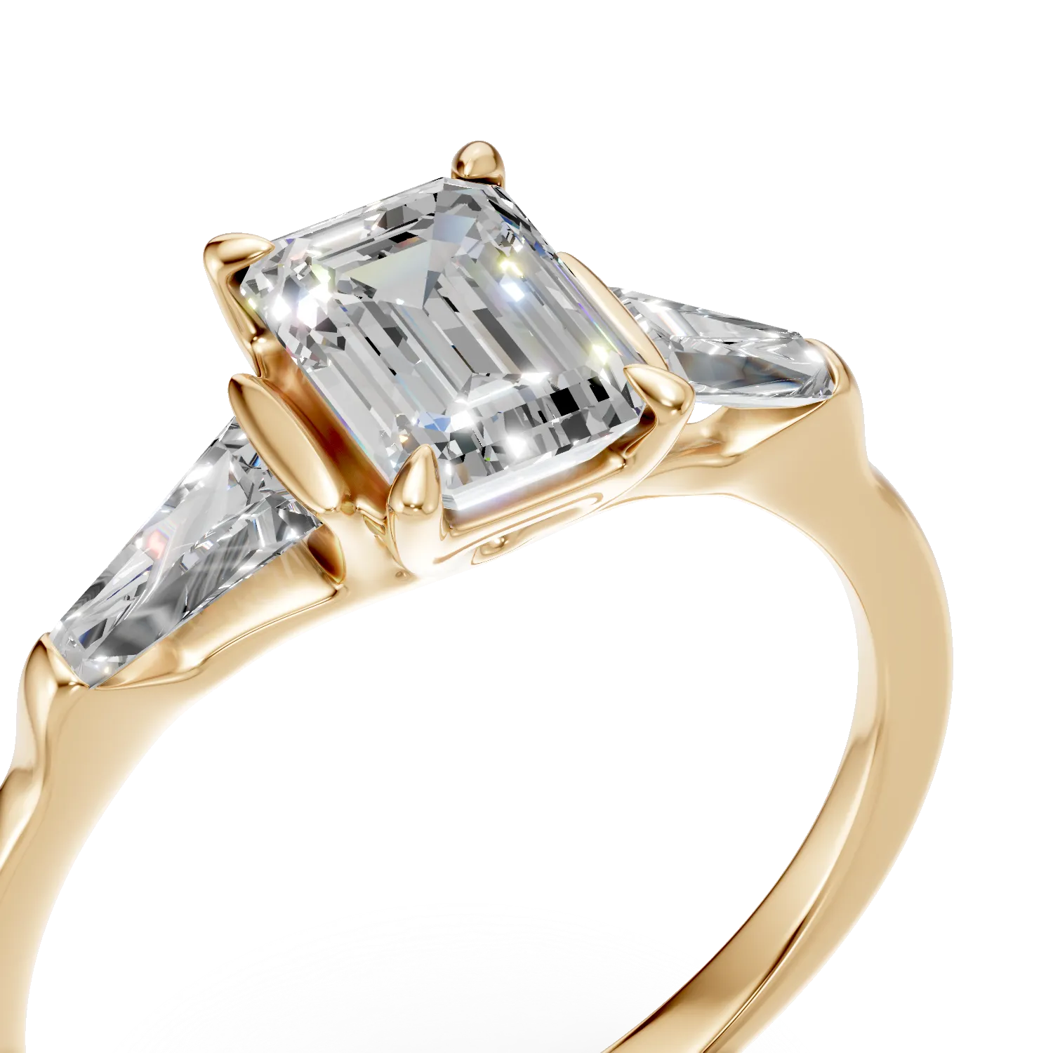 Inel de logodna din aur galben cu diamante de 1ct create in laborator