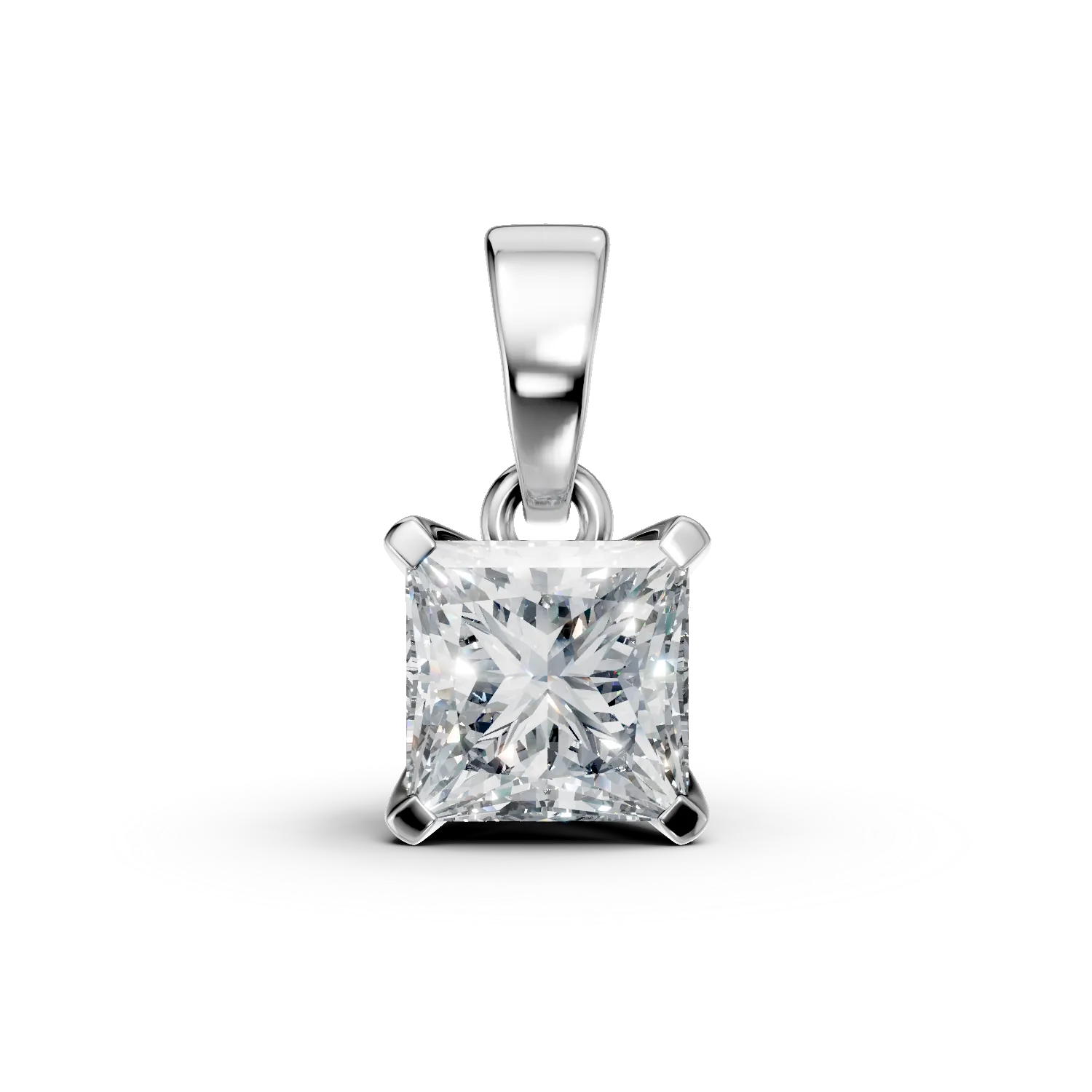 Pandantiv din aur alb cu diamant solitaire de 0.5ct creat in laborator