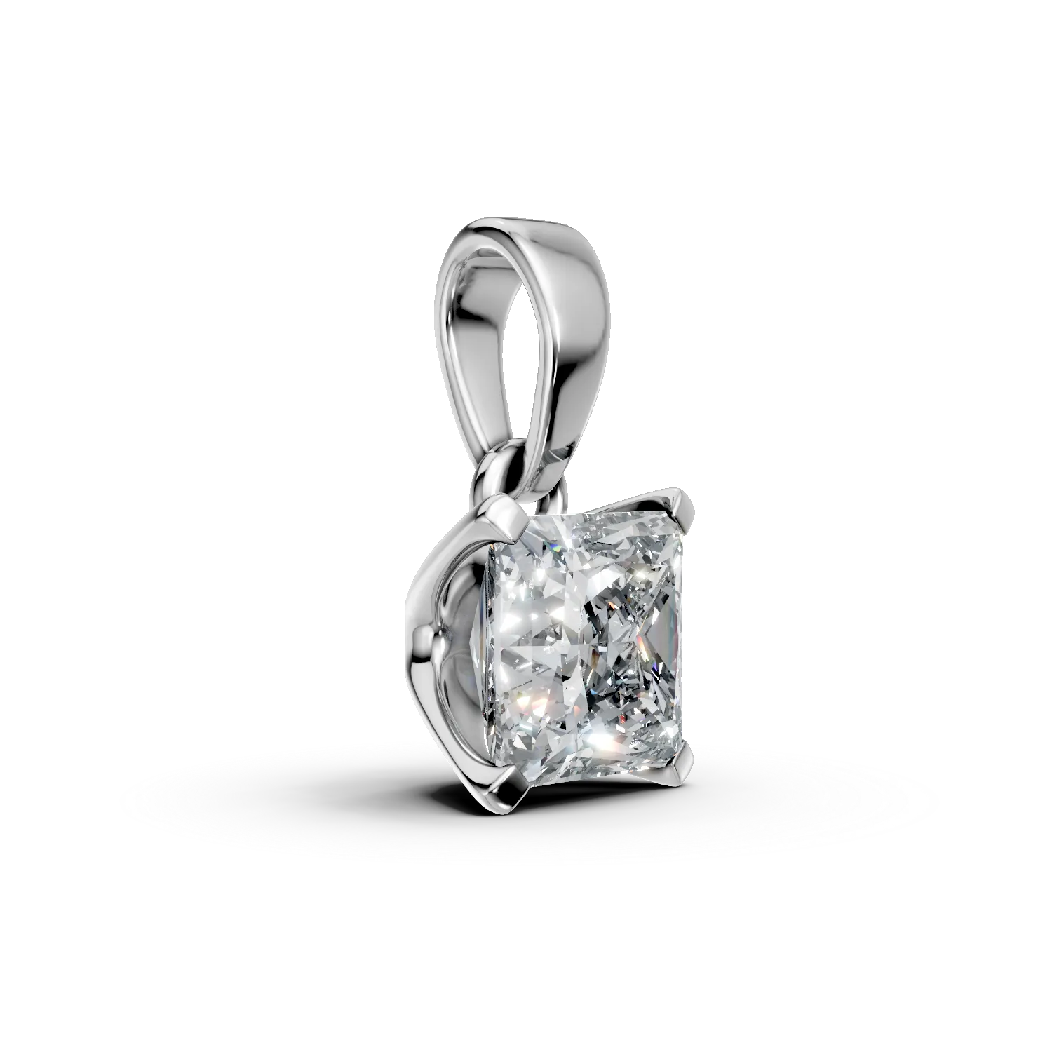 Pandantiv din aur alb cu diamant solitaire de 0.5ct creat in laborator