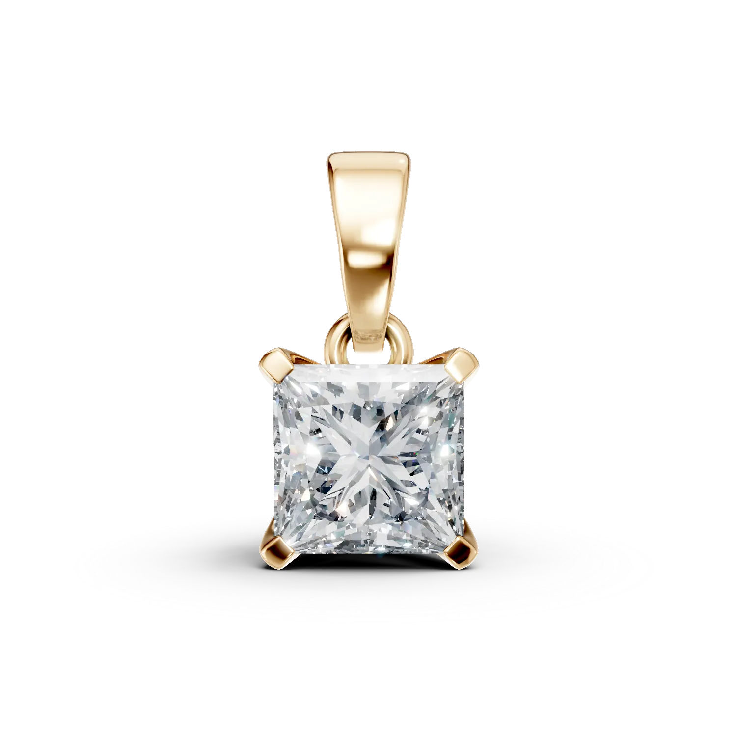 Pandantiv din aur galben cu diamant solitaire de 0.5ct creat in laborator