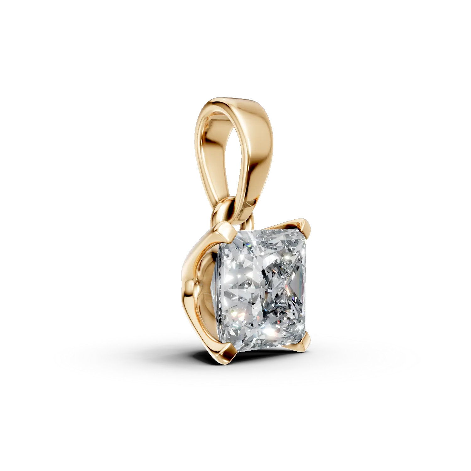 Pandantiv din aur galben cu diamant solitaire de 0.5ct creat in laborator