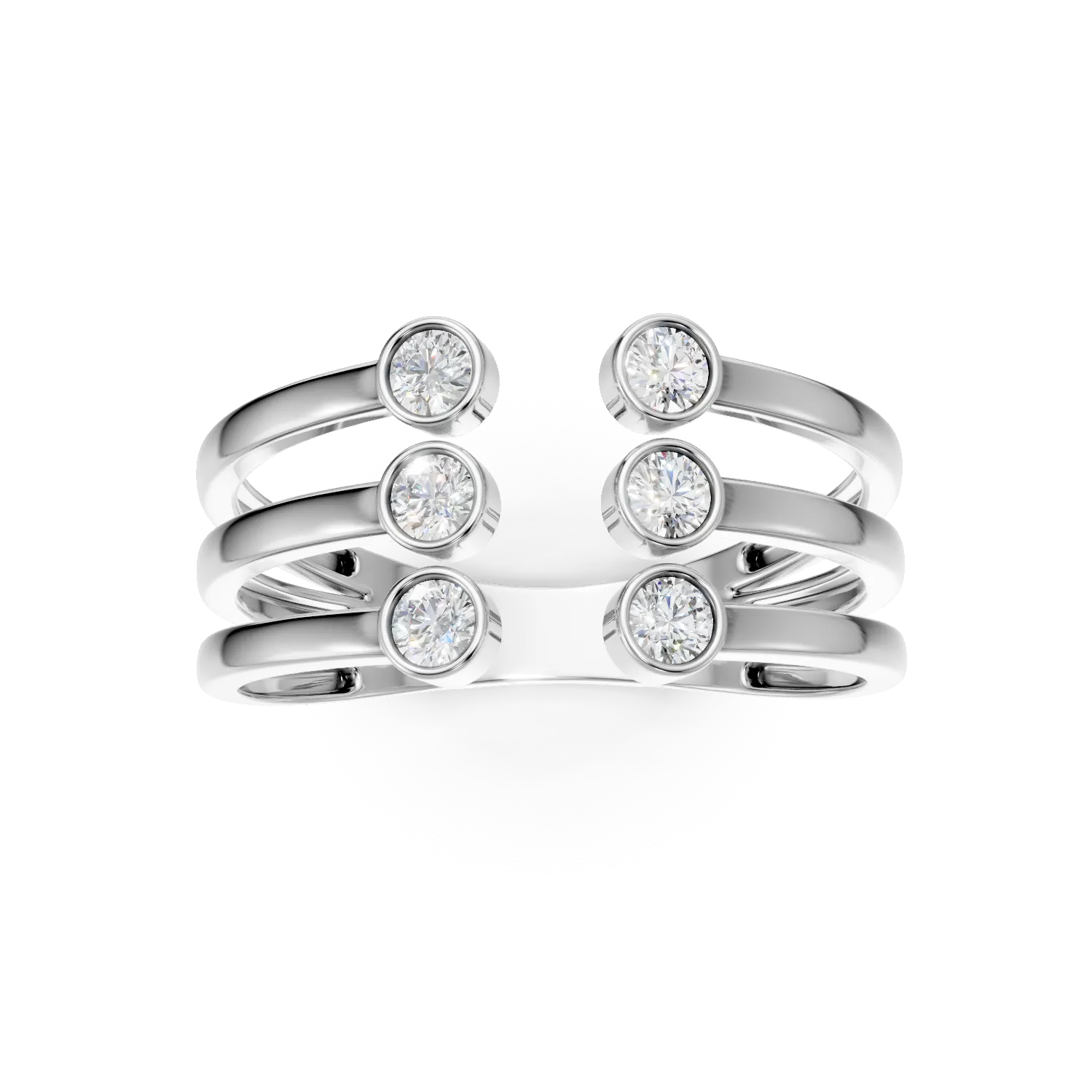 Inel geometric din aur alb cu diamante de 0.2ct create in laborator