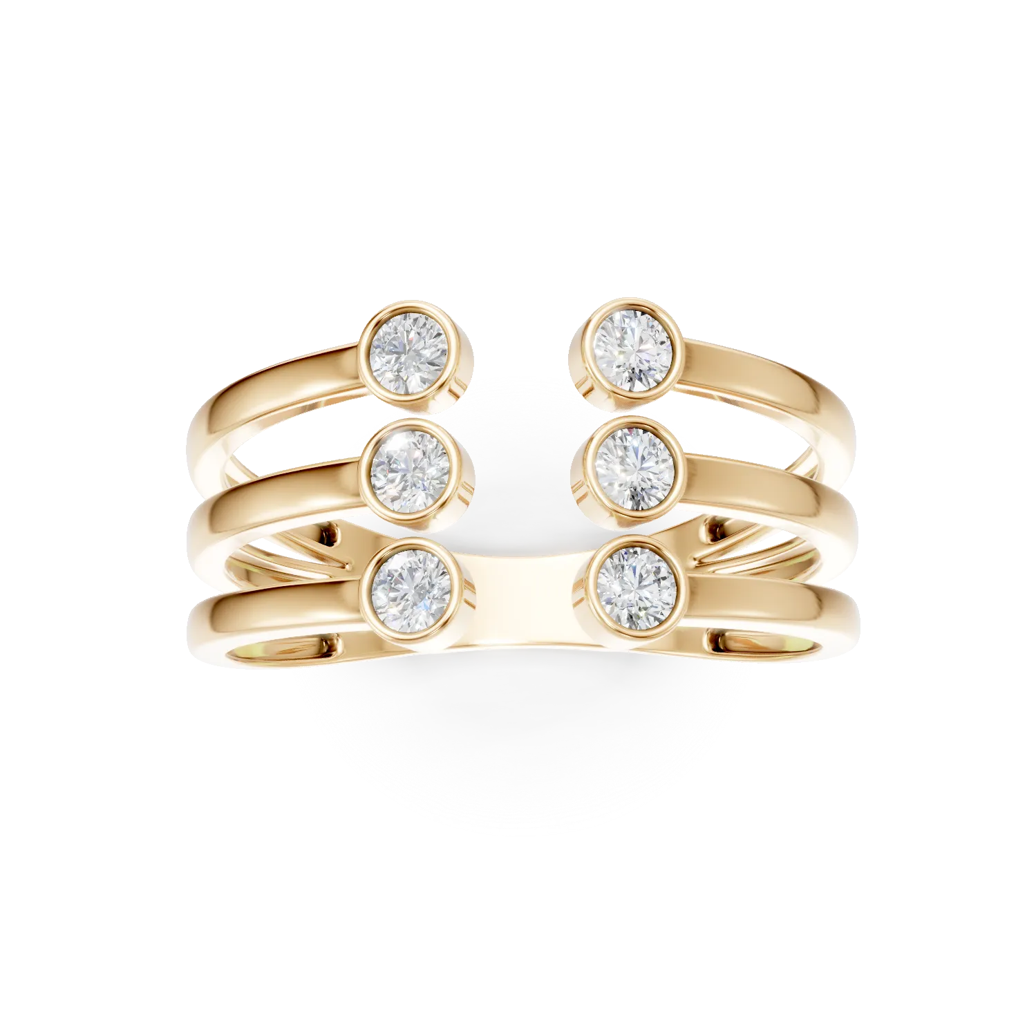 Inel geometric din aur galben cu diamante de 0.2ct create in laborator