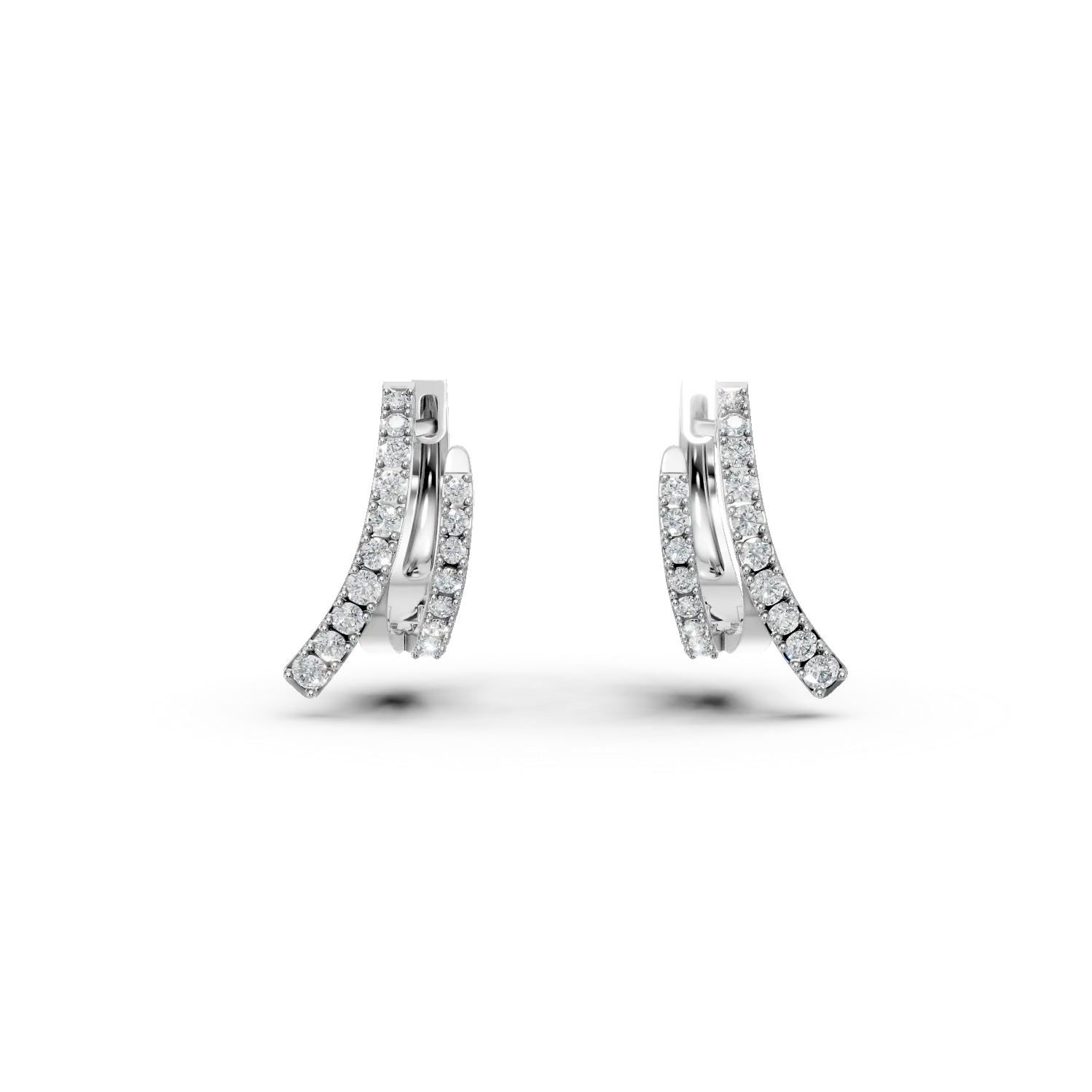 Cercei minimalisti din aur alb cu diamante microsetting de 0.3ct create in laborator