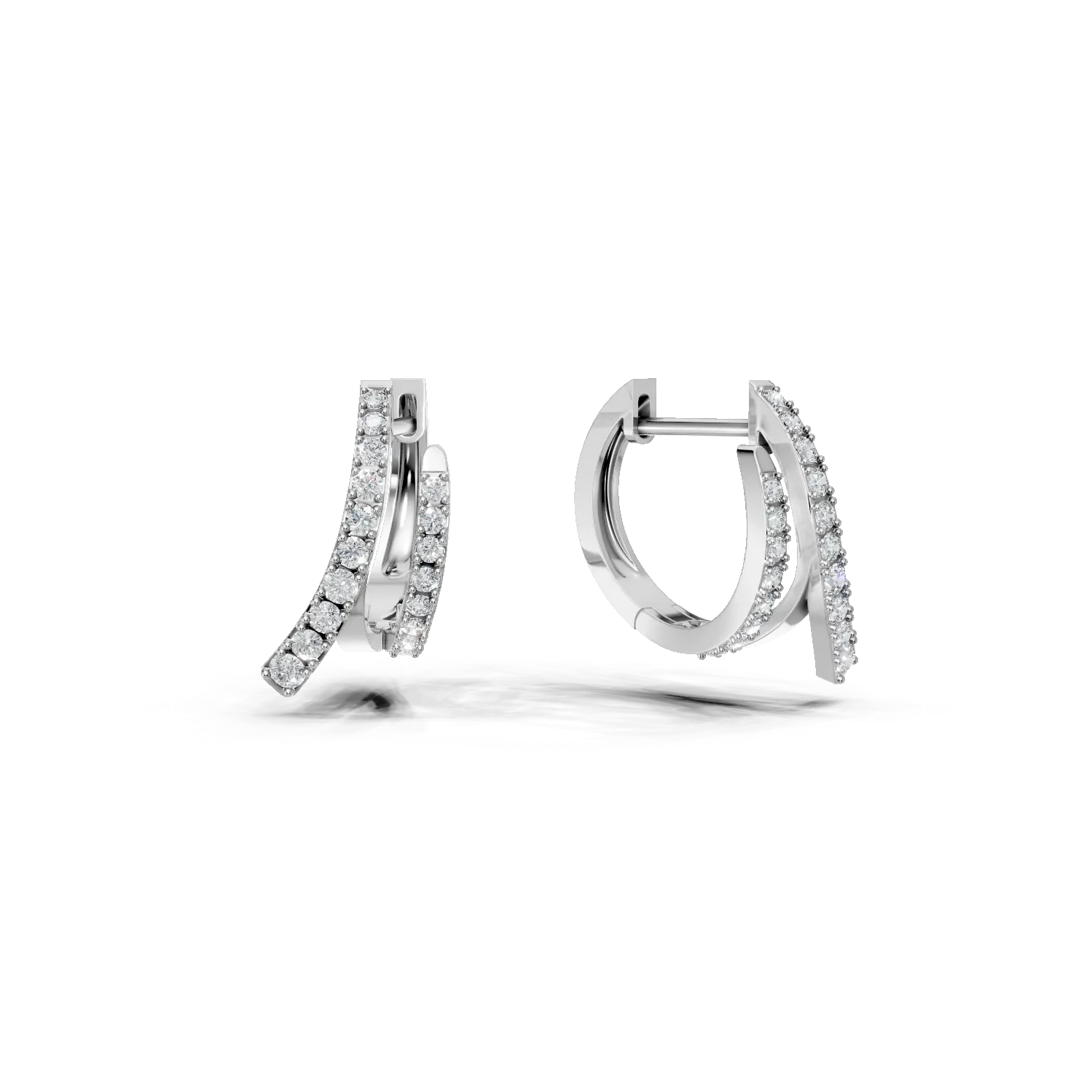 Cercei minimalisti din aur alb cu diamante microsetting de 0.3ct create in laborator