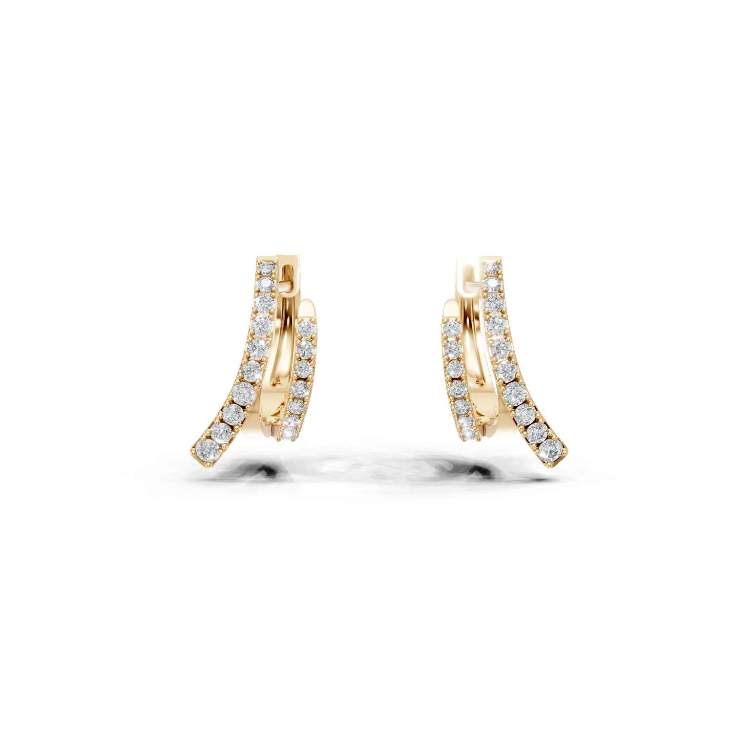 Cercei minimalisti din aur galben cu diamante microsetting de 0.3ct create in laborator