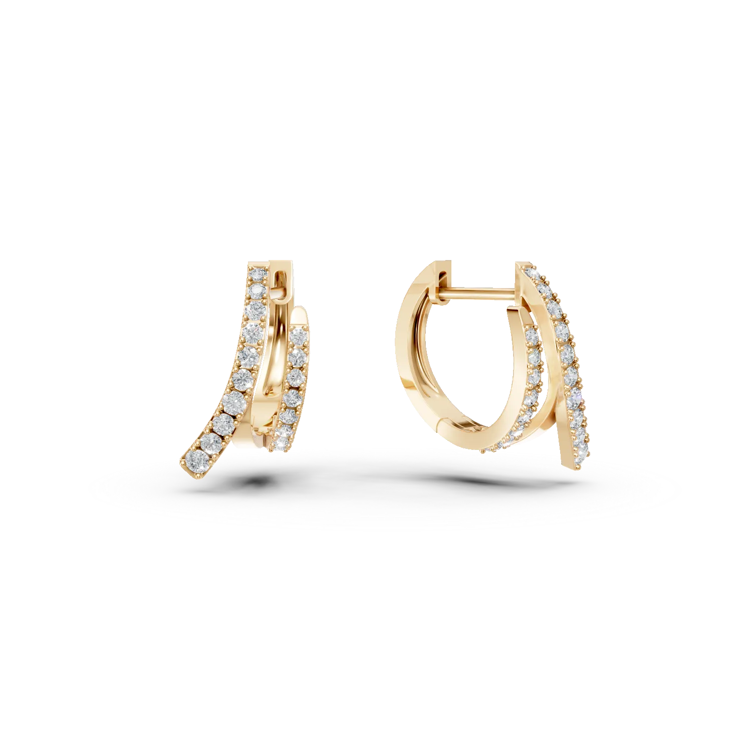 Cercei minimalisti din aur galben cu diamante microsetting de 0.3ct create in laborator