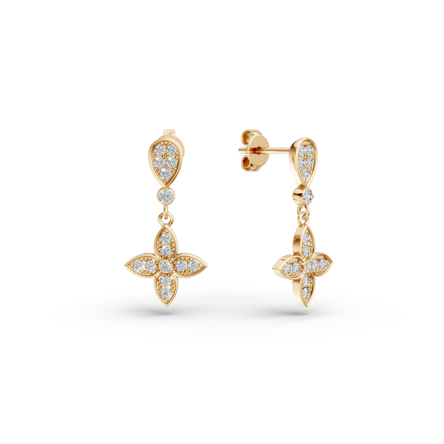 Cercei floare din aur galben cu diamante de 0.2ct create in laborator Apparel & Accessories > Jewelry > Earrings DAAR 2 Cercei floare din aur galben cu diamante de 0.2ct create in laborator Apparel & Accessories > Jewelry > Earrings DAAR 2