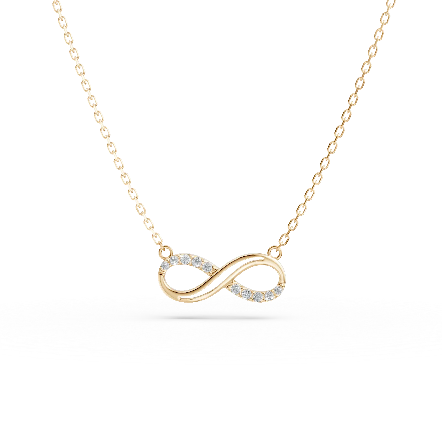 Lant cu pandantiv infinit din aur galben cu zirconii