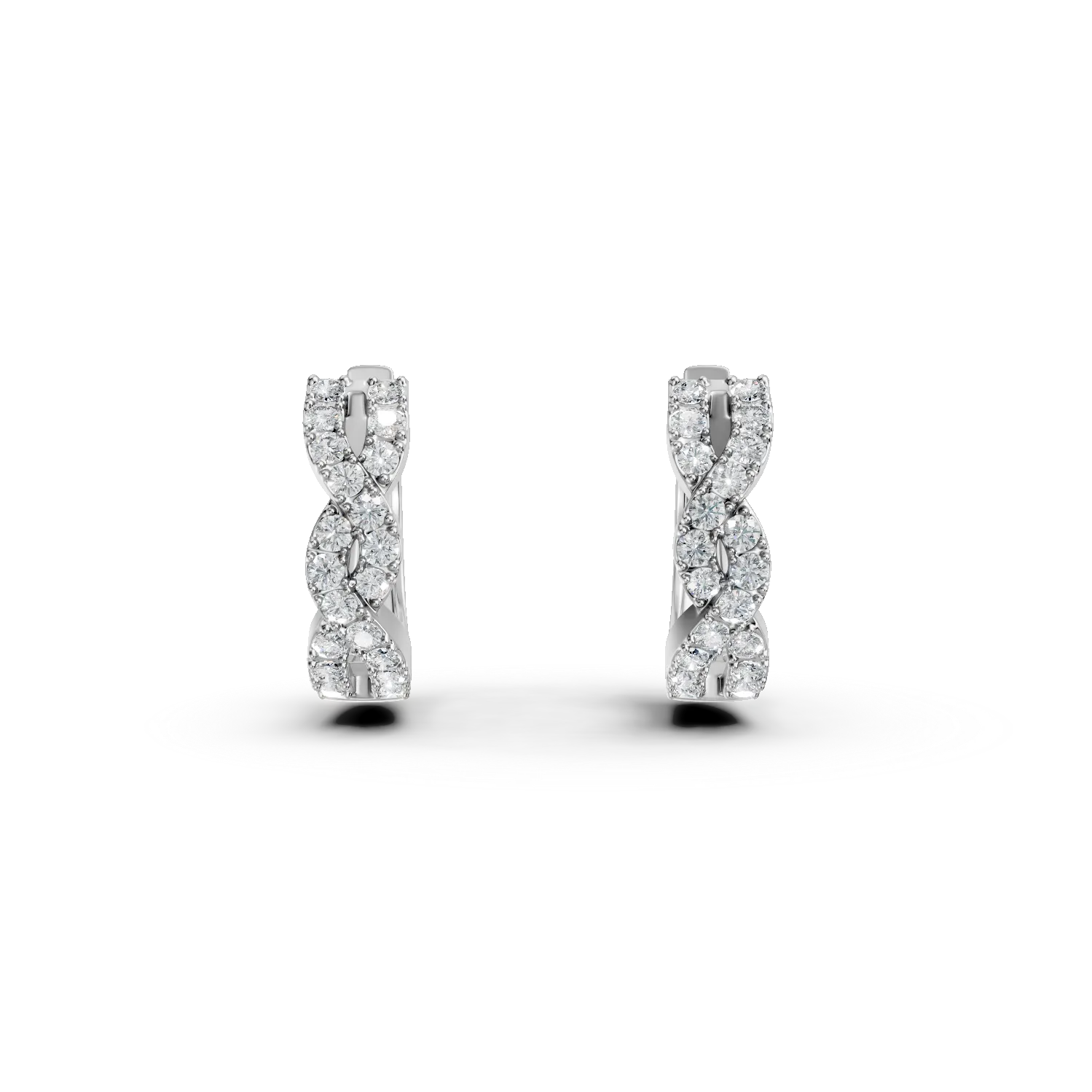Cercei din aur alb cu diamante microsetting de 0.3ct create in laborator