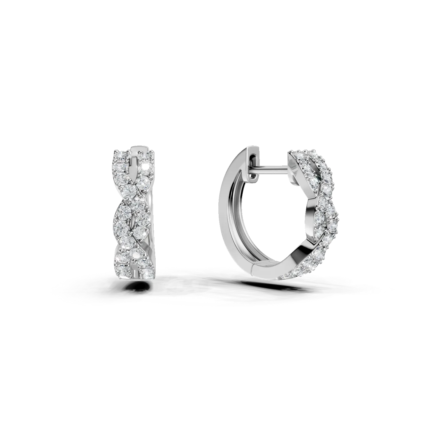 Cercei din aur alb cu diamante microsetting de 0.3ct create in laborator