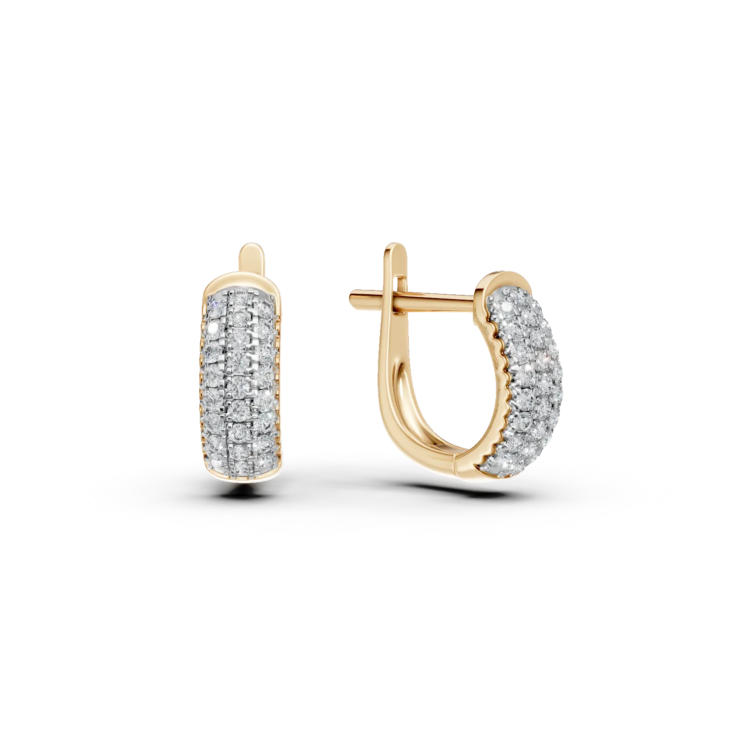 Cercei din aur galben cu diamante microsetting de 0.4ct create in laborator