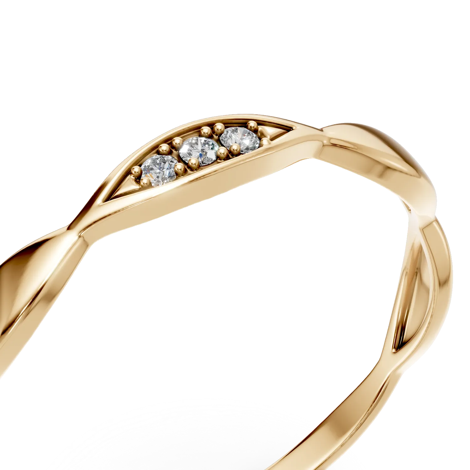 Inel geometric din aur galben cu diamante de 0.02ct create in laborator