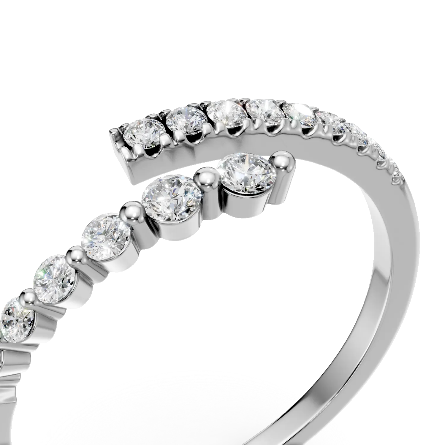 Inel geometric din aur alb cu diamante microsetting de 0.2ct create in laborator