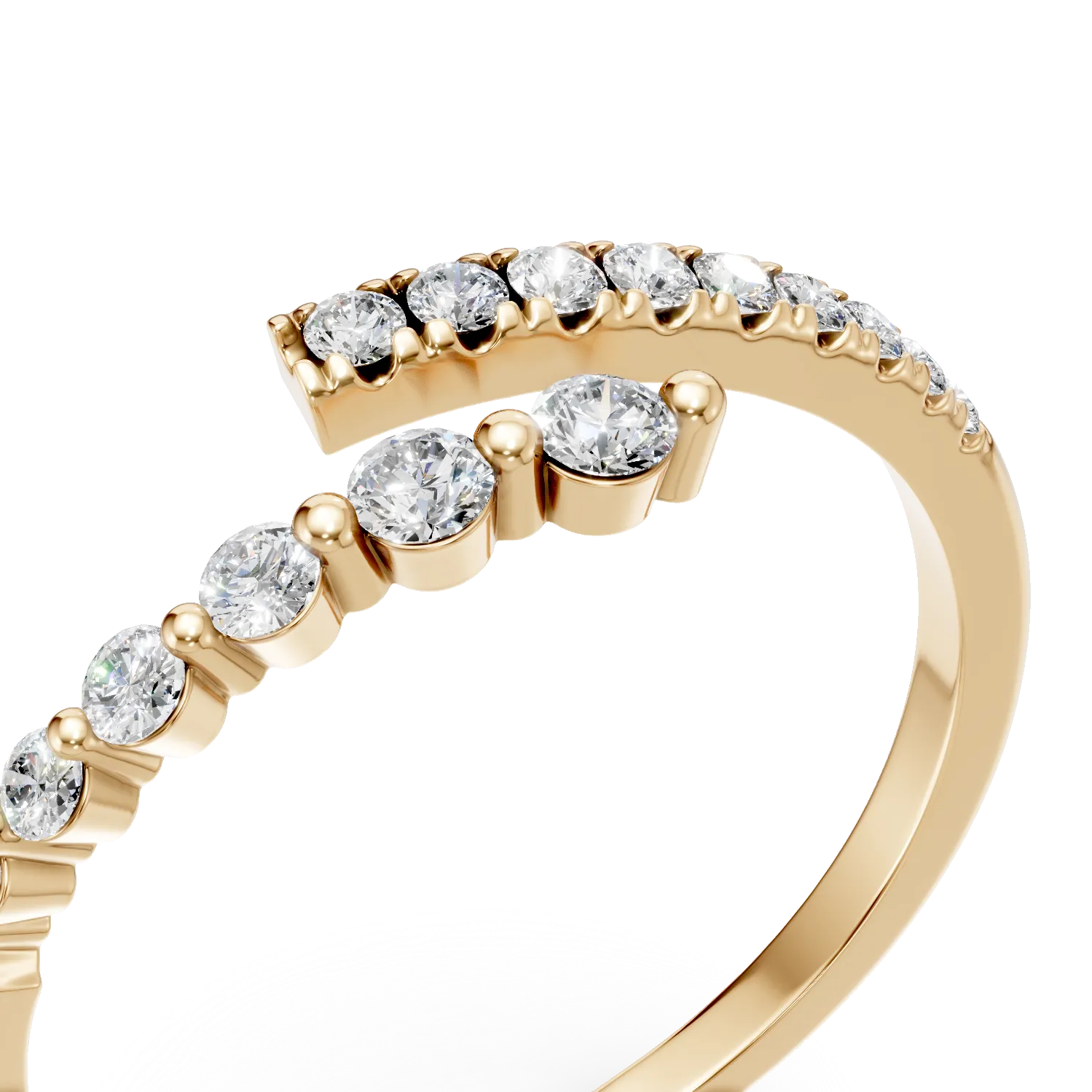 Inel geometric din aur galben cu diamante microsetting de 0.2ct create in laborator