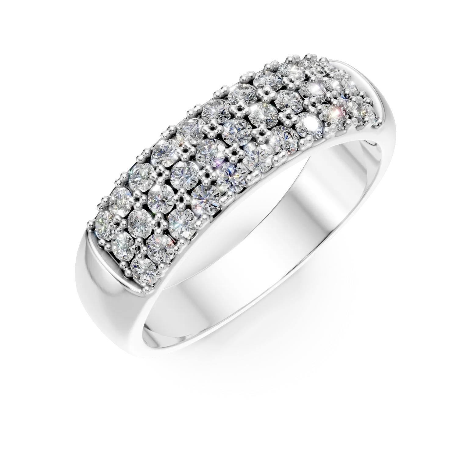 Inel semi-eternity din aur alb cu diamante microsetting de 0.3ct create in laborator