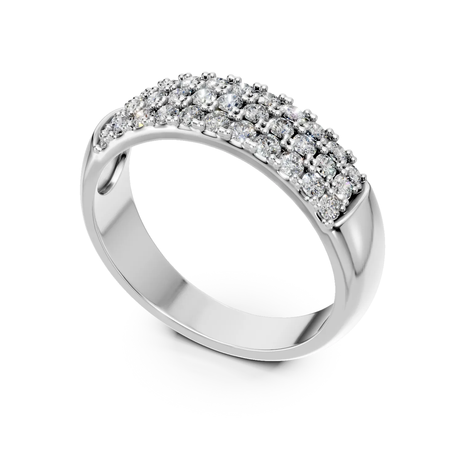 Inel semi-eternity din aur alb cu diamante microsetting de 0.3ct create in laborator