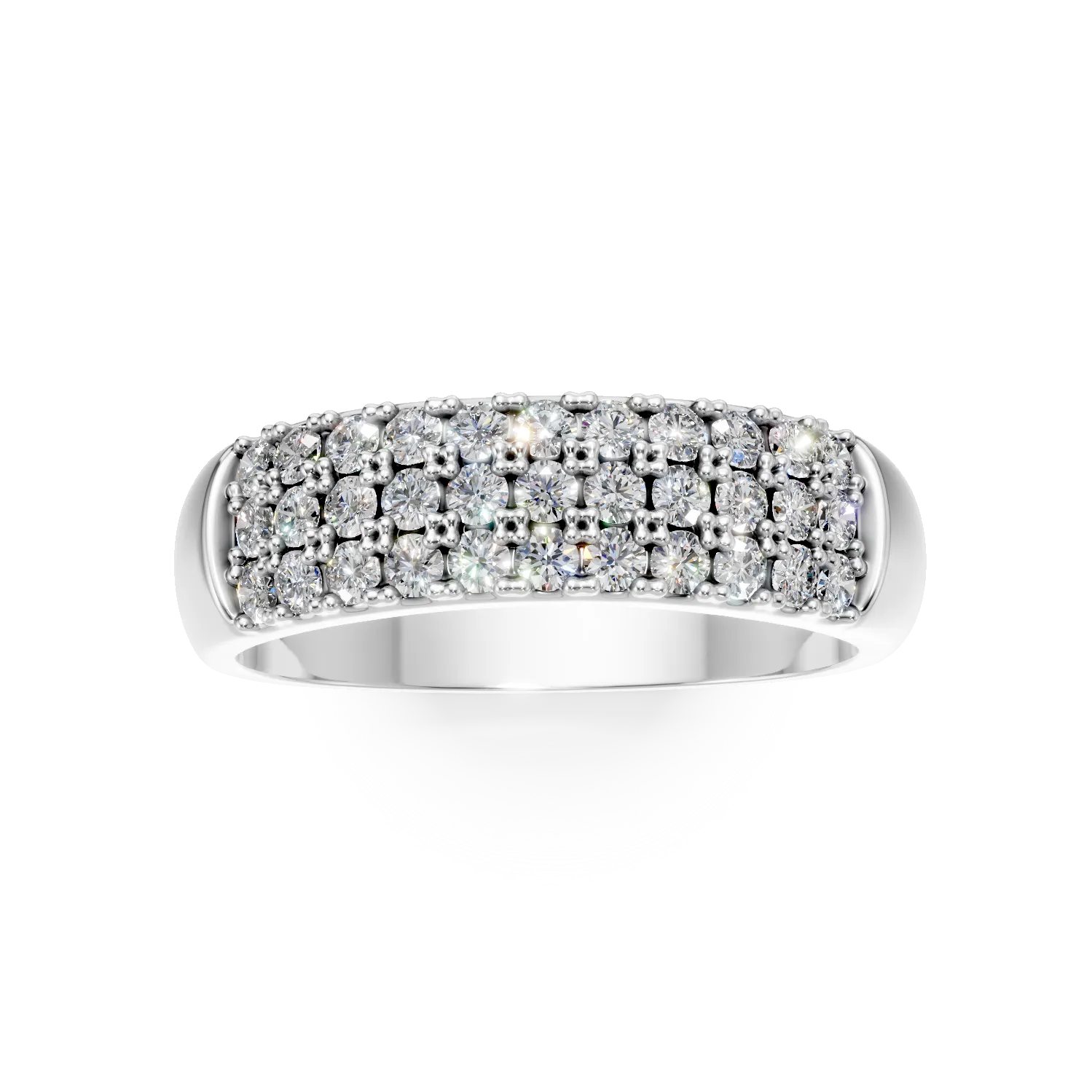 Inel semi-eternity din aur alb cu diamante microsetting de 0.3ct create in laborator