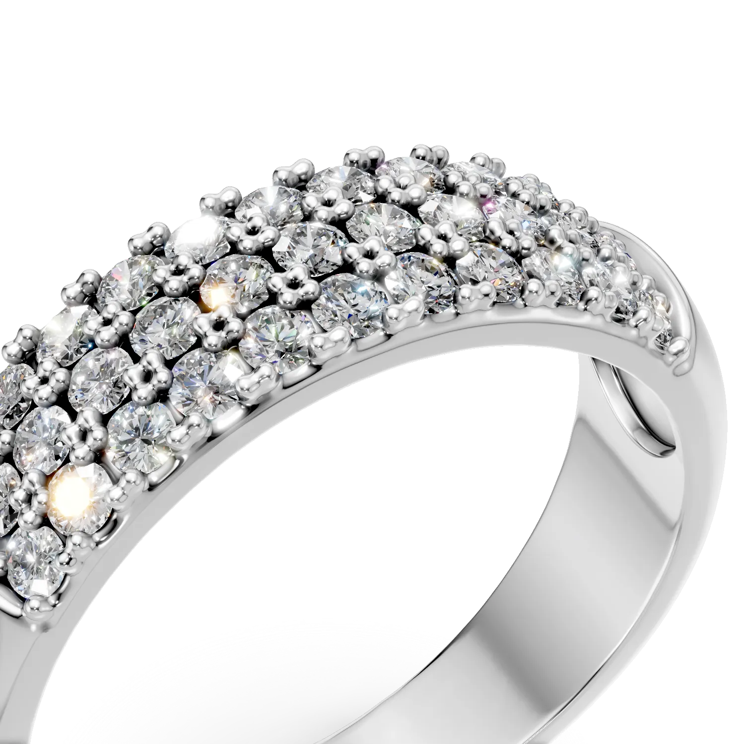 Inel semi-eternity din aur alb cu diamante microsetting de 0.3ct create in laborator