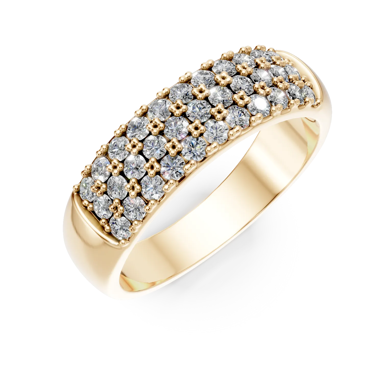 Inel semi-eternity din aur galben cu diamante microsetting de 0.3ct create in laborator