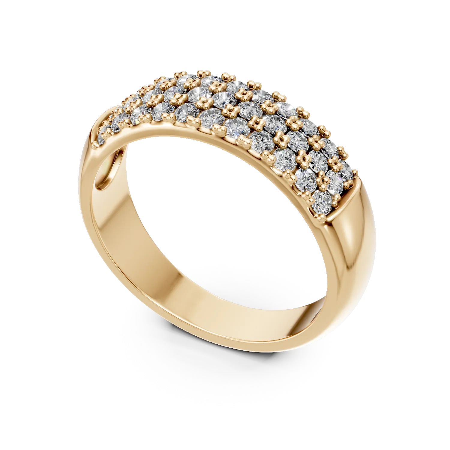 Inel semi-eternity din aur galben cu diamante microsetting de 0.3ct create in laborator