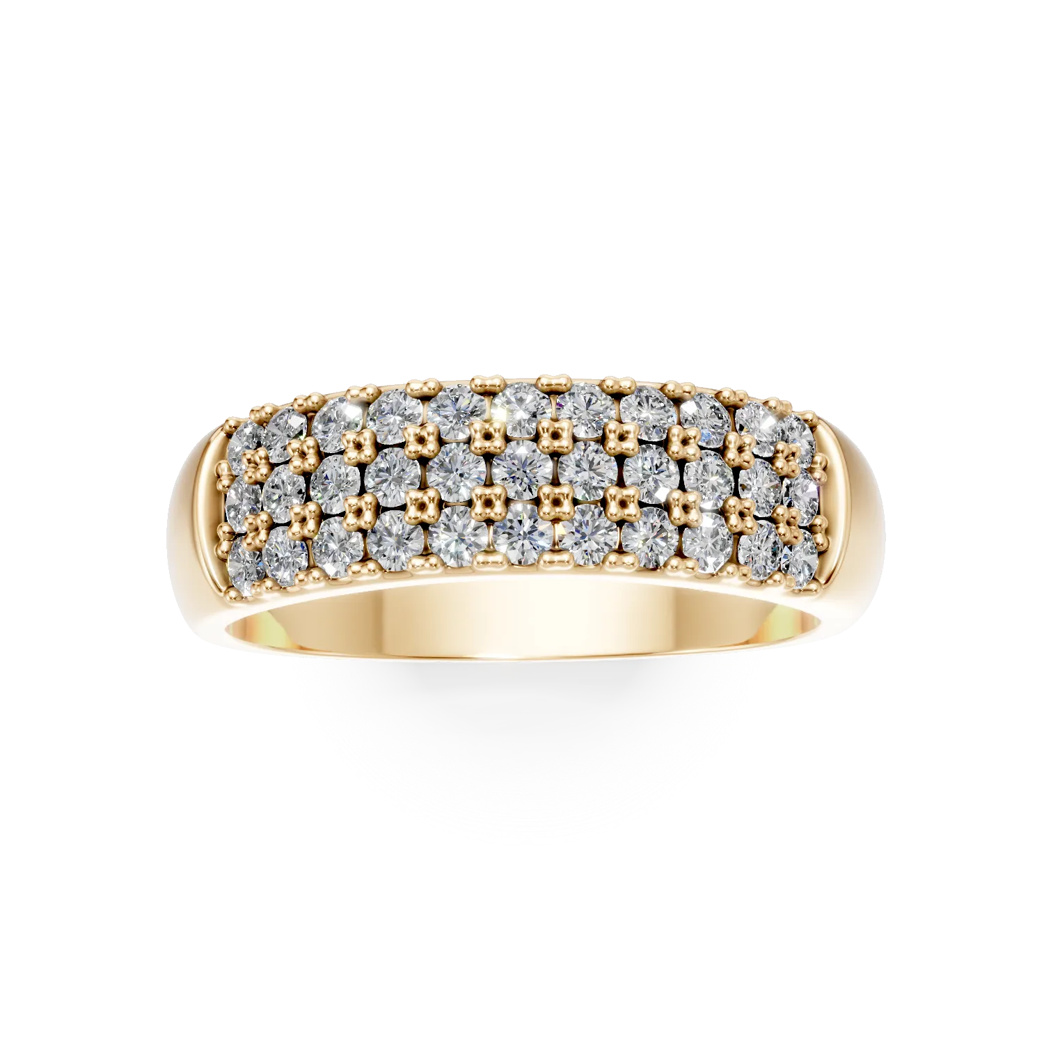 Inel semi-eternity din aur galben cu diamante microsetting de 0.3ct create in laborator