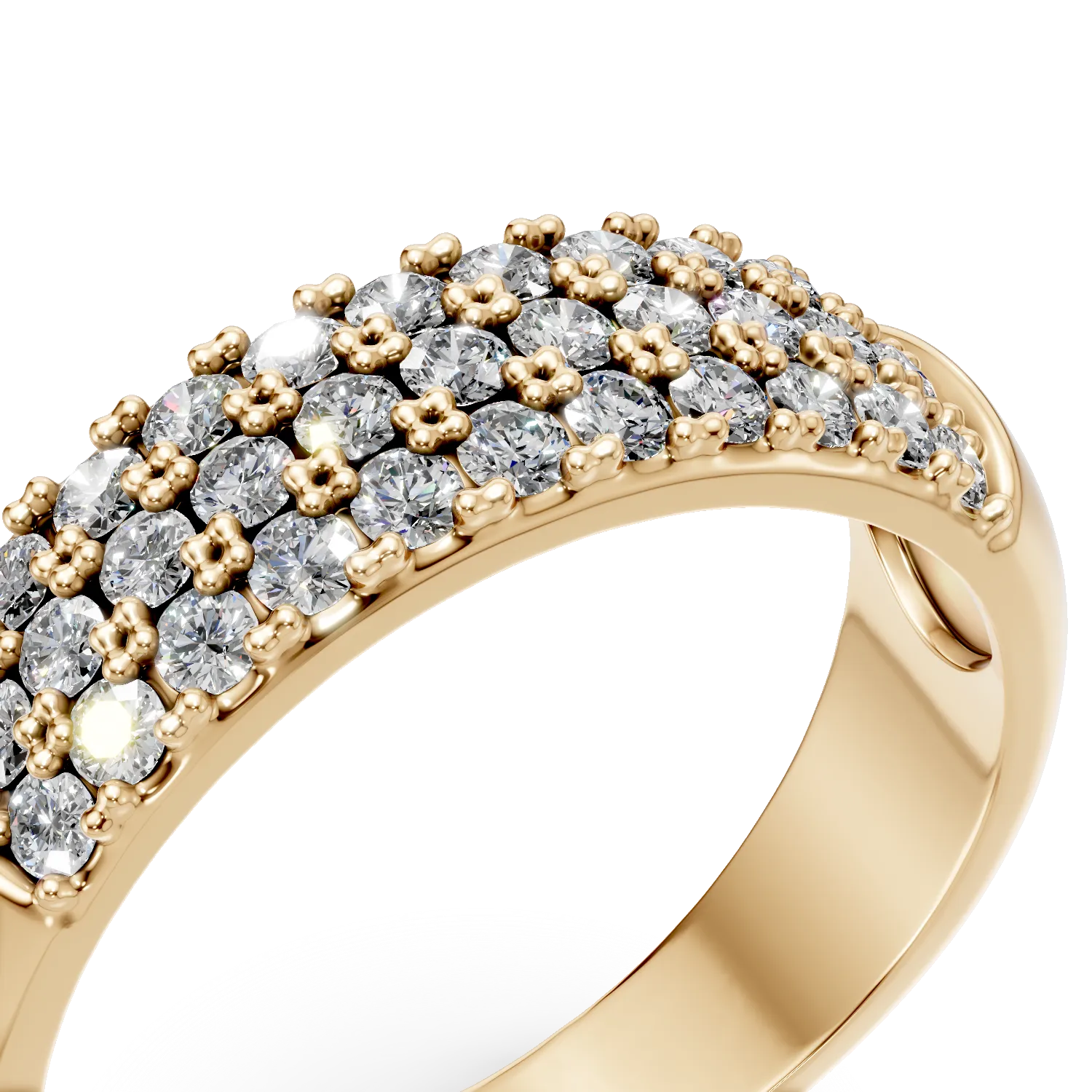 Inel semi-eternity din aur galben cu diamante microsetting de 0.3ct create in laborator