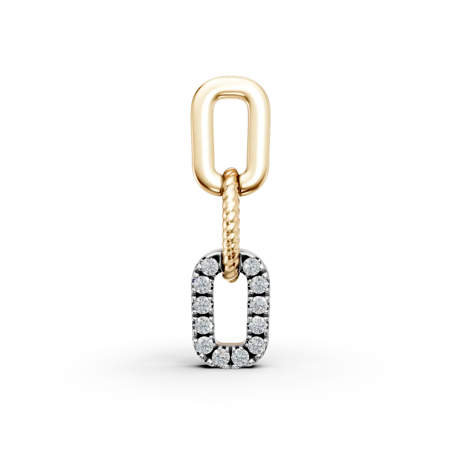 Pandantiv geometric din aur alb-galben cu diamante de 0.1ct create in laborator