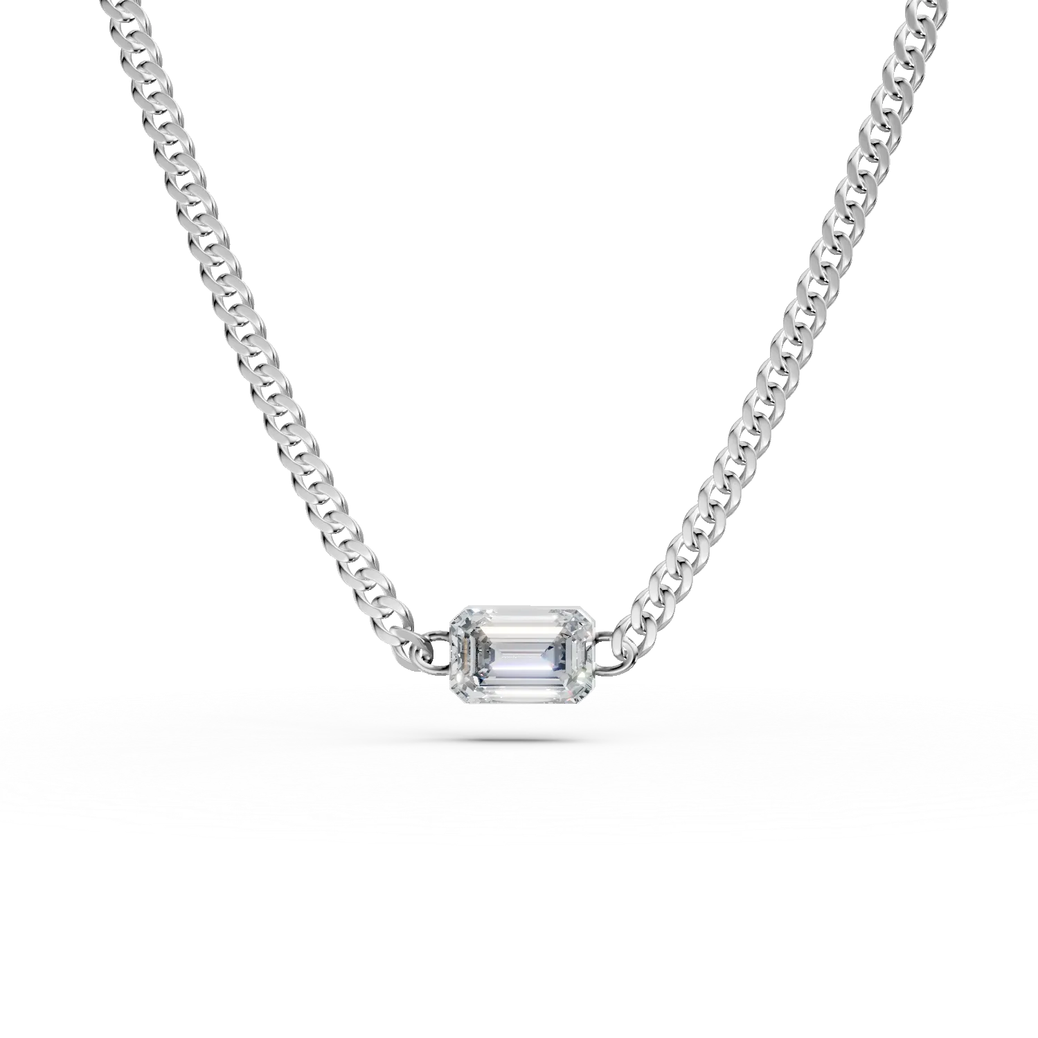 Lant cu pandantiv din argint cu zirconia solitaire