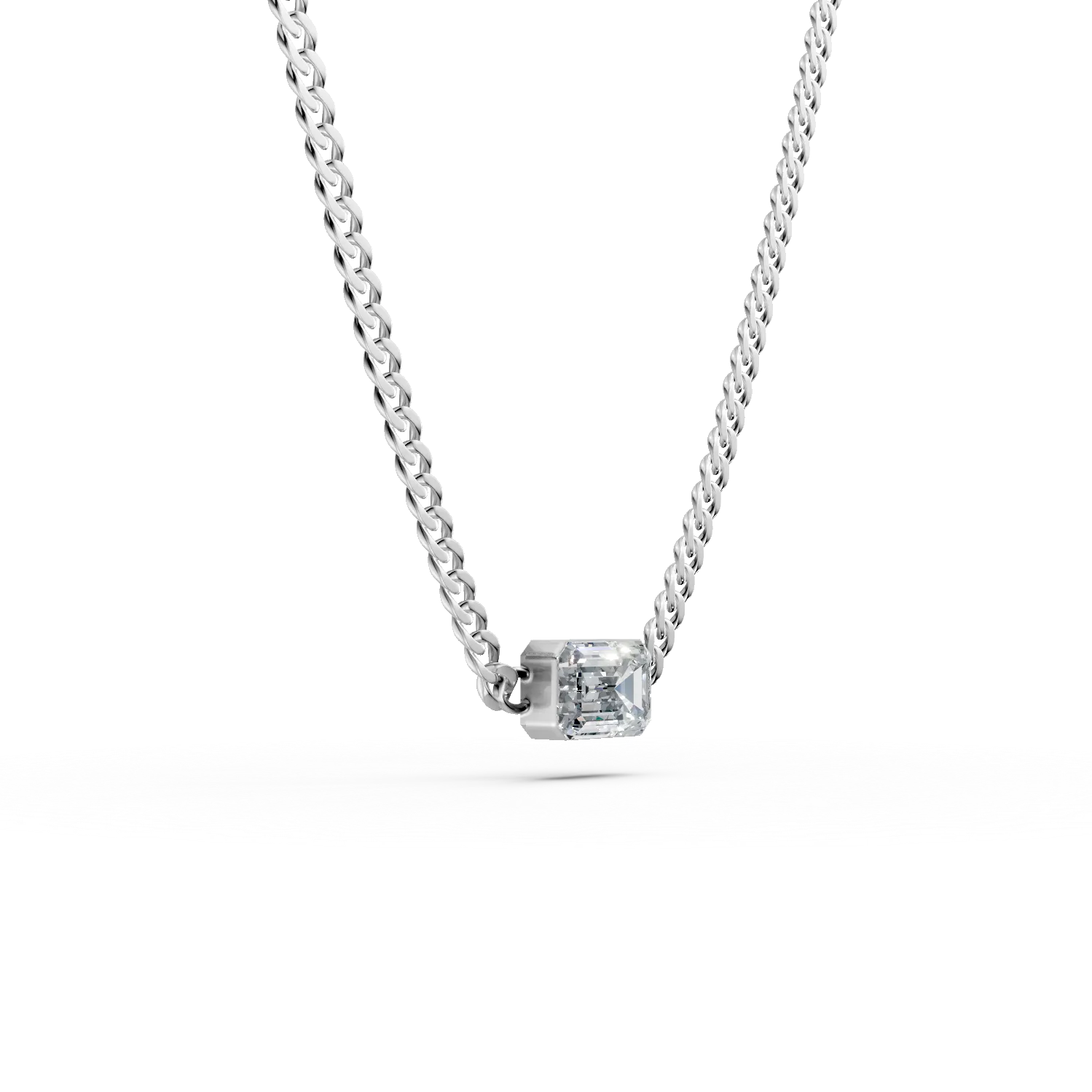 Lant cu pandantiv din argint cu zirconia solitaire