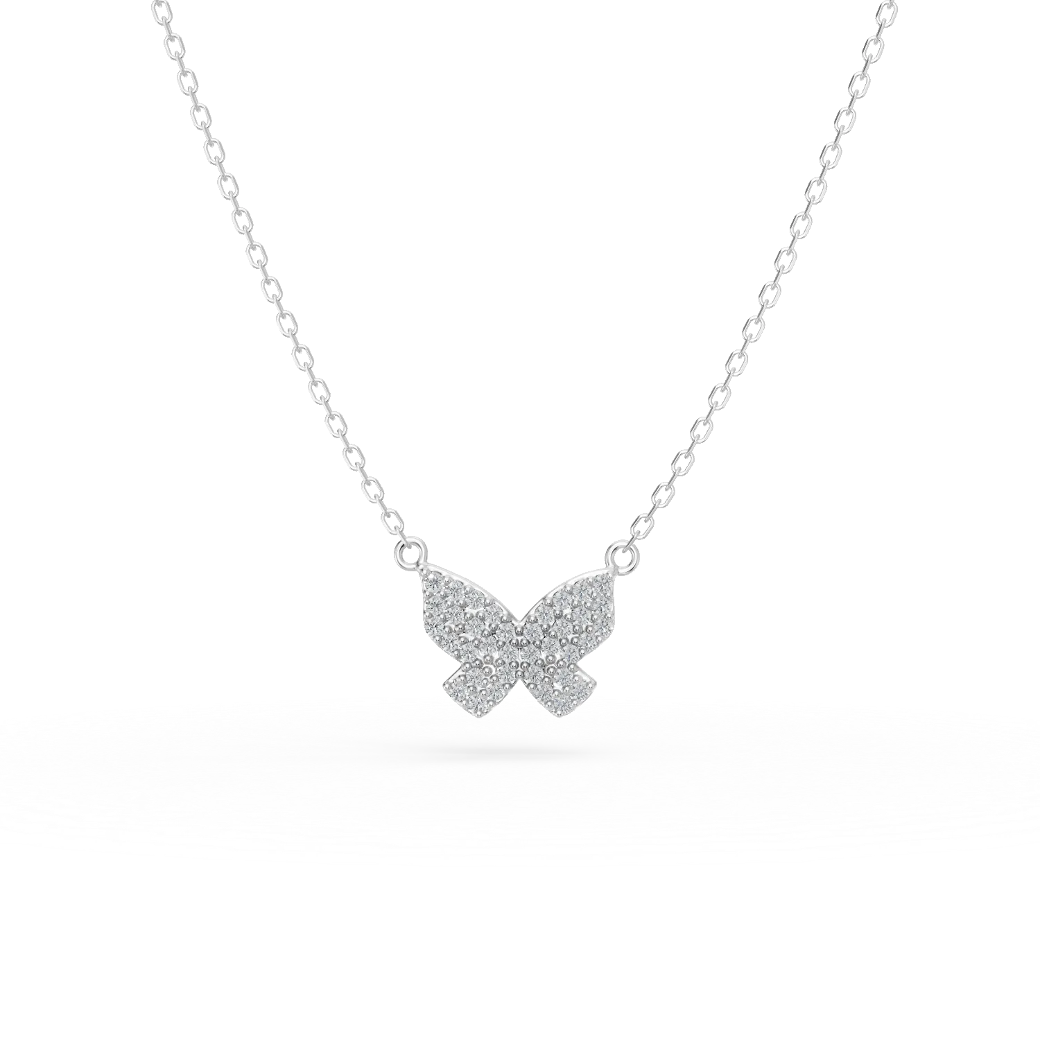 Lant cu pandantiv fluture din argint cu zirconii