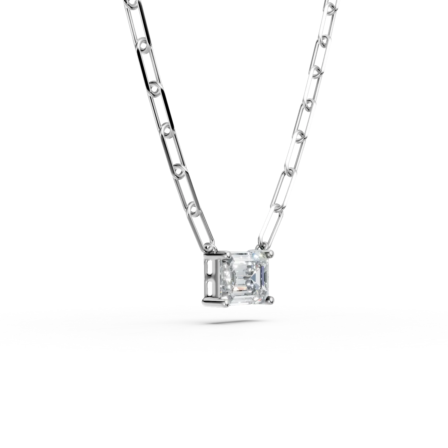 Lant cu pandantiv din argint cu zirconia solitaire
