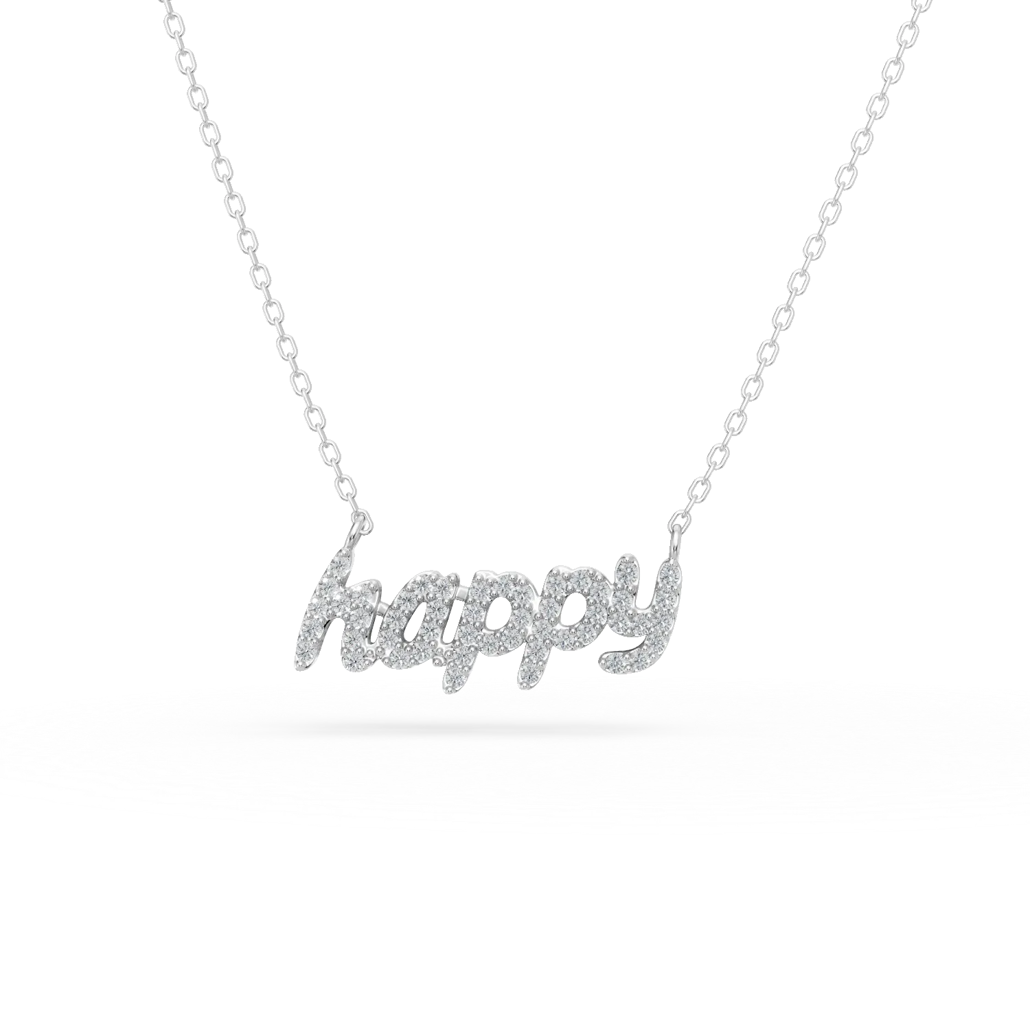 Lant cu pandantiv happy din argint cu zirconii