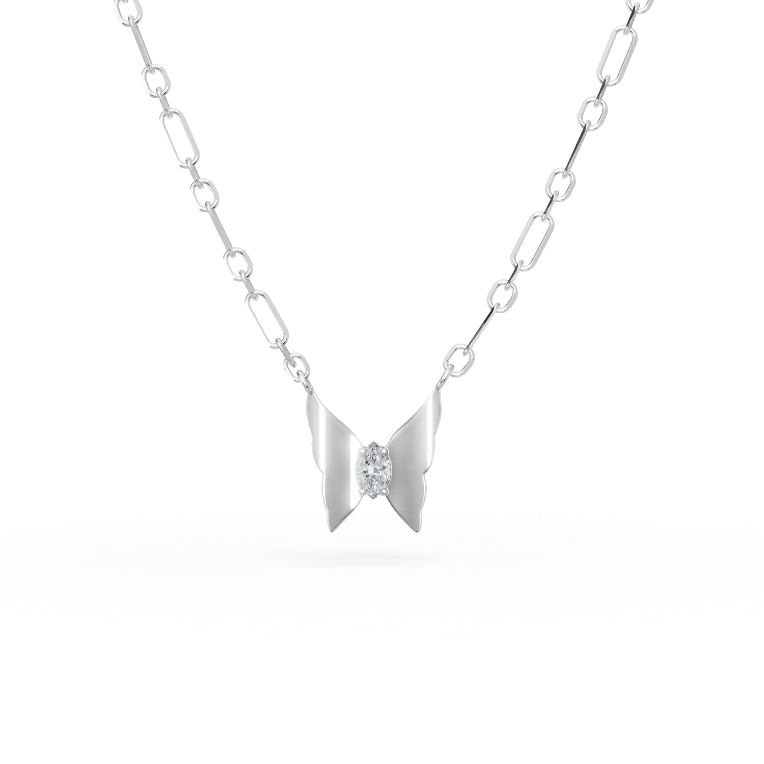Lant cu pandantiv fluture din argint cu zirconia solitaire