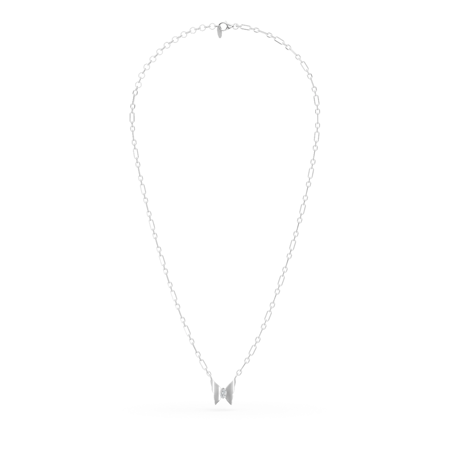 Lant cu pandantiv fluture din argint cu zirconia solitaire