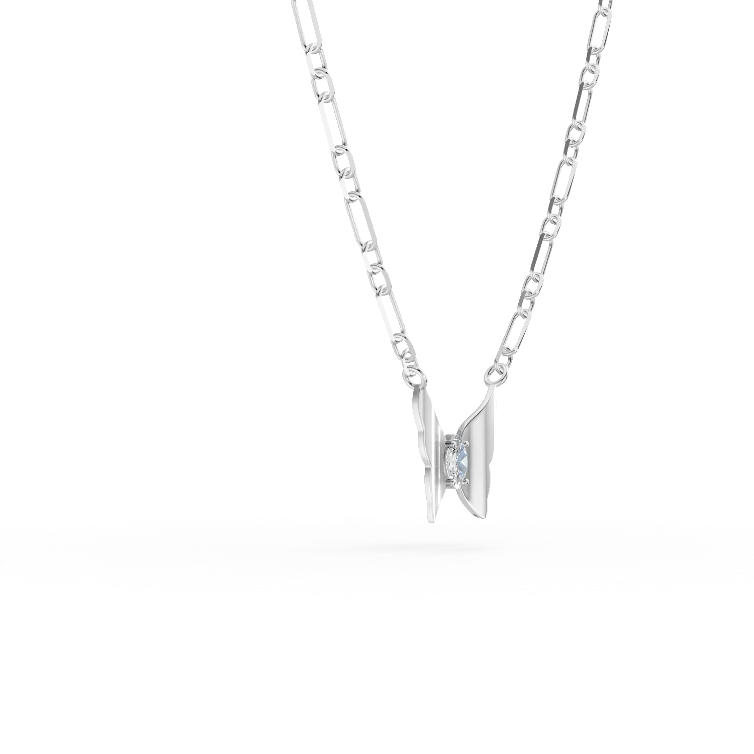 Lant cu pandantiv fluture din argint cu zirconia solitaire