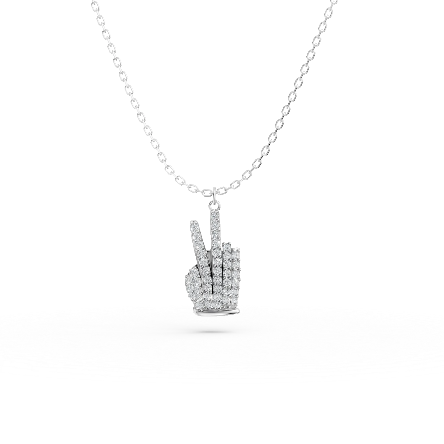 Lant cu pandantiv semnul victoriei din argint cu zirconii