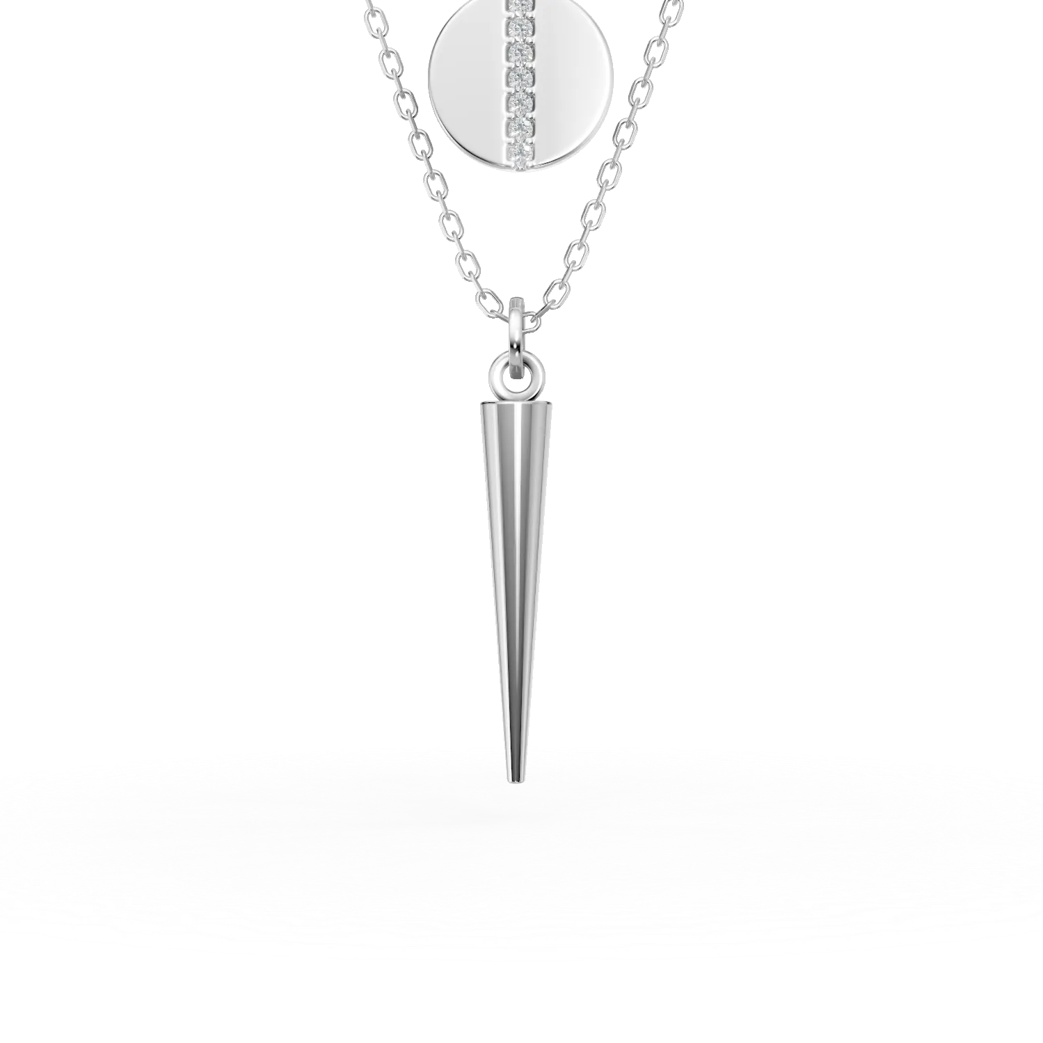 Lant dublu cu pandantive din argint cu zirconii