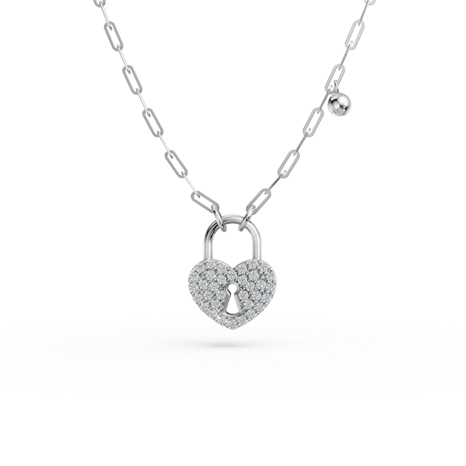 Lant cu pandantiv lacat inima din argint cu zirconii