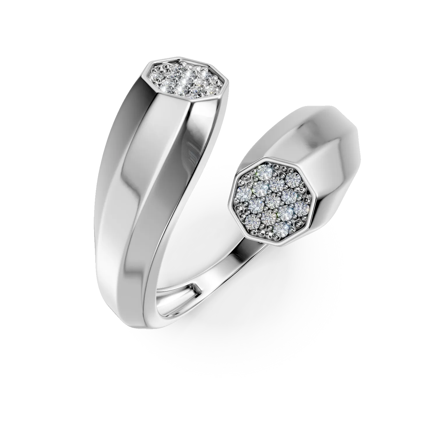 Inel deschis din argint cu zirconii