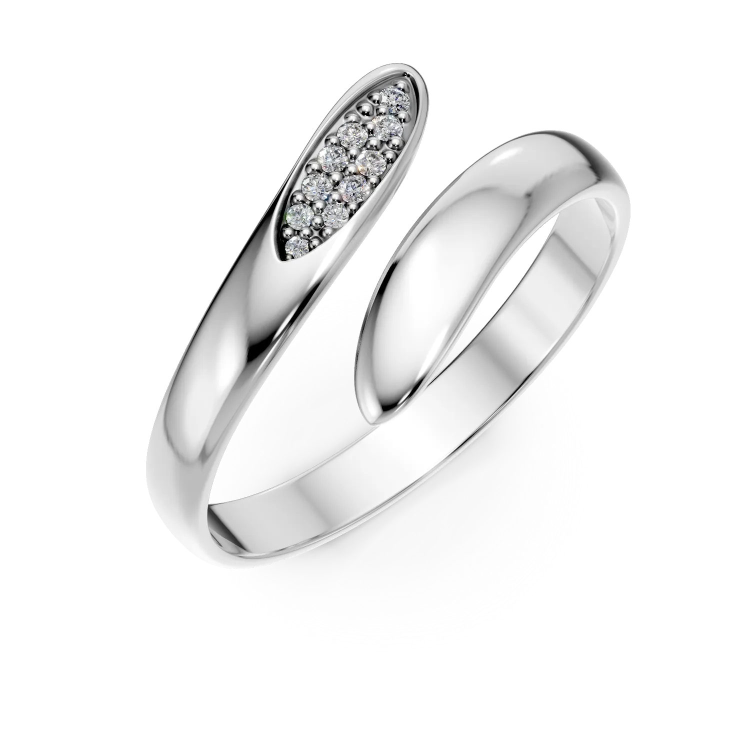 Inel deschis din argint cu zirconii