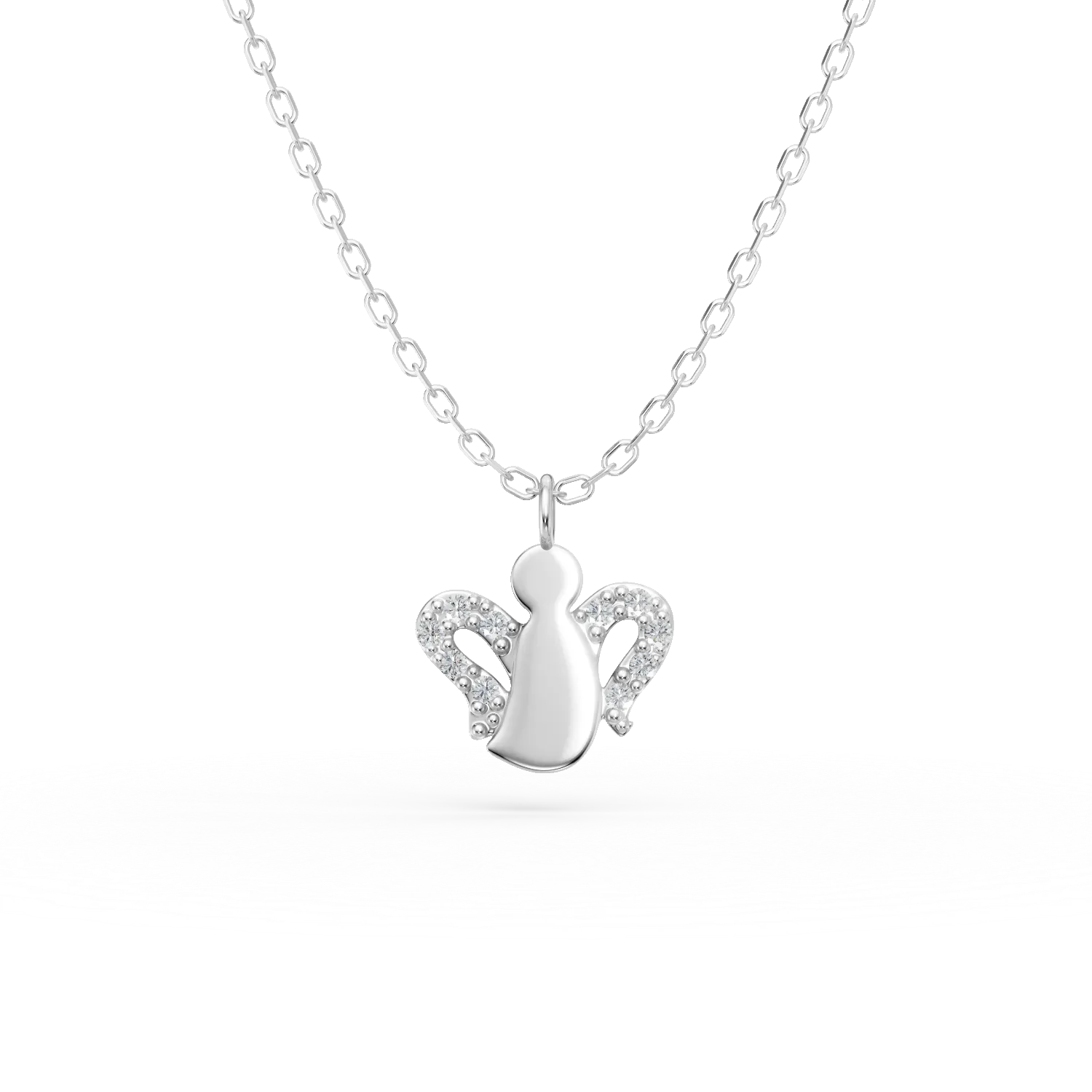 Lant cu pandantiv inger din argint cu zirconii pentru copii