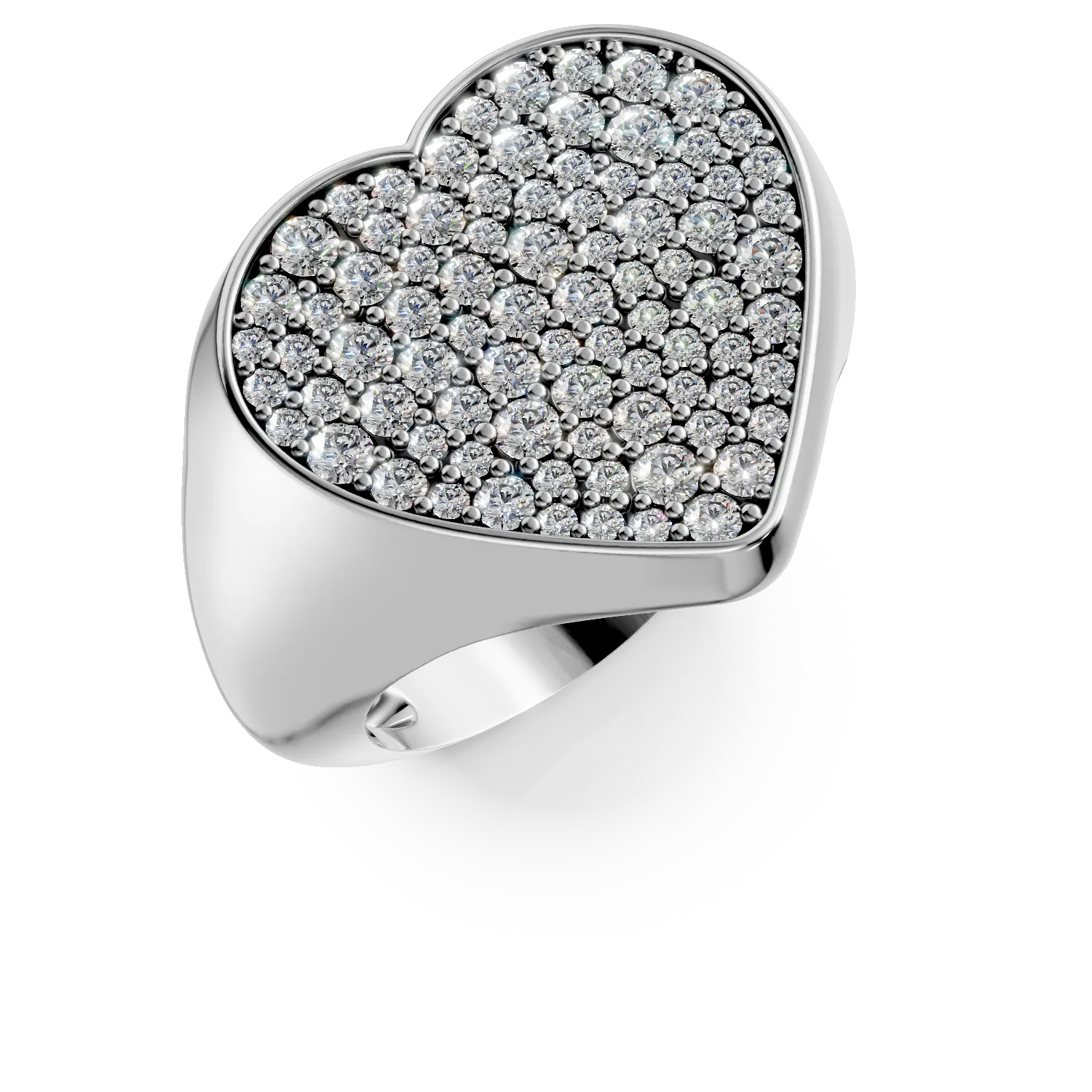 Inel inima din argint cu zirconii