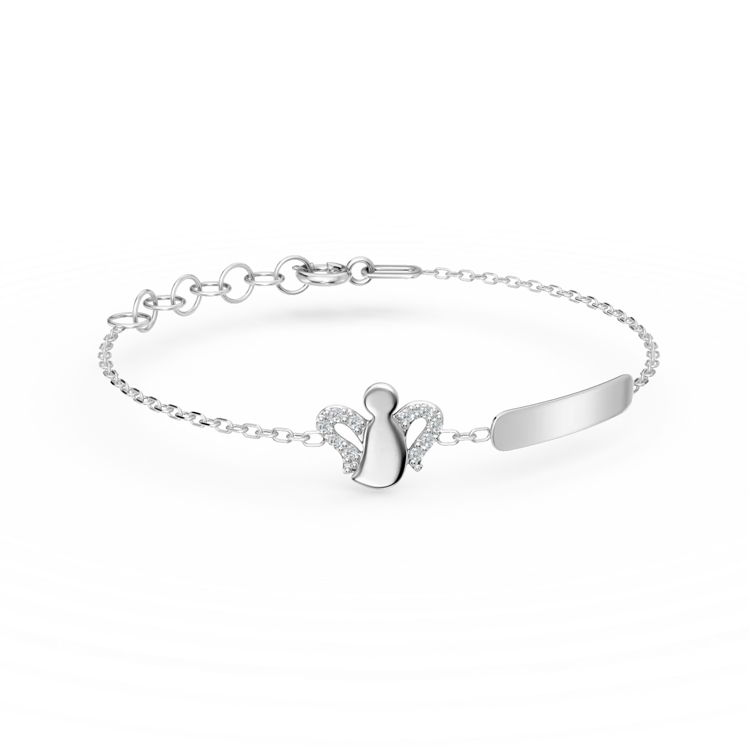 Bratara cu pandantiv inger din argint cu zirconii pentru copii