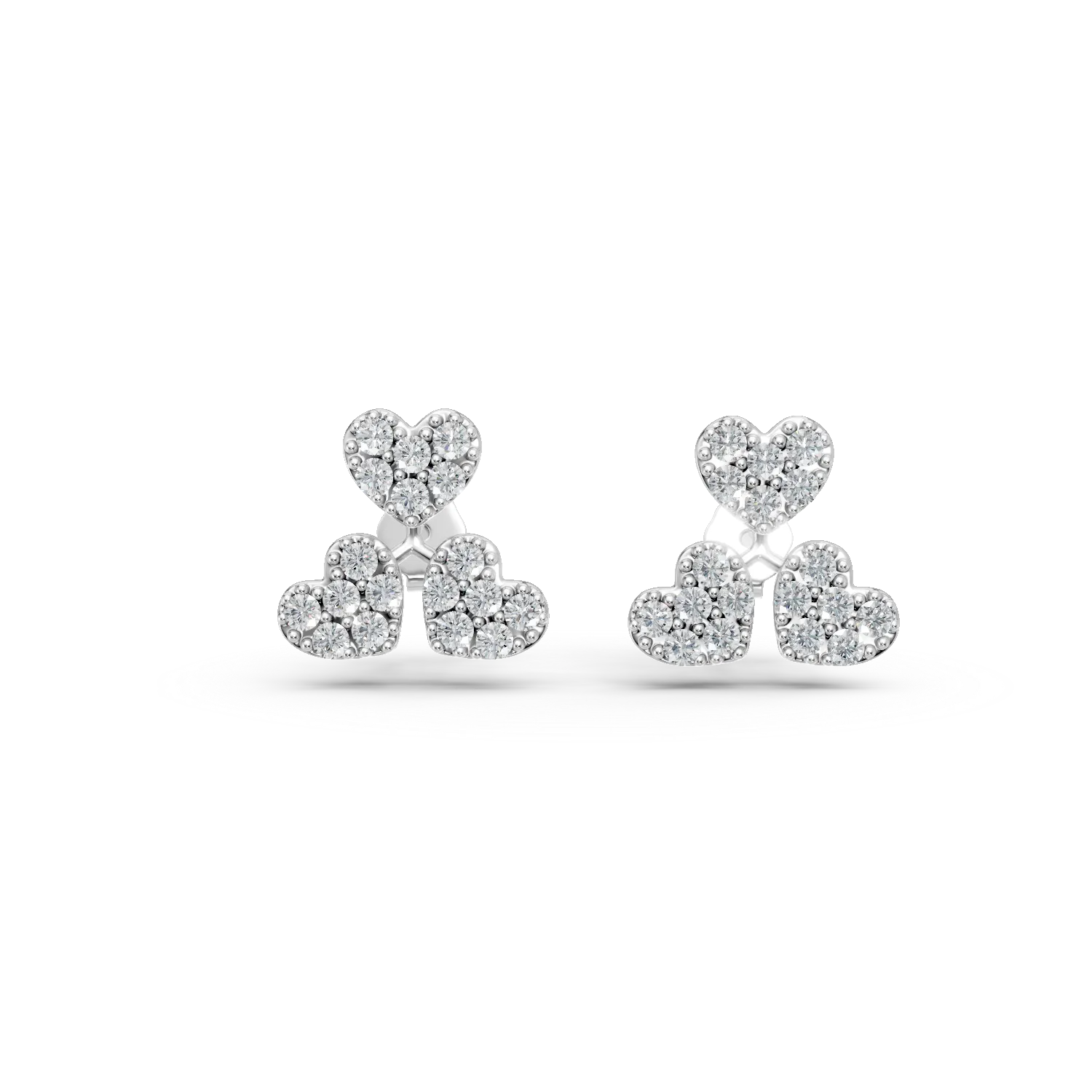 Cercei inimi din aur alb cu zirconii