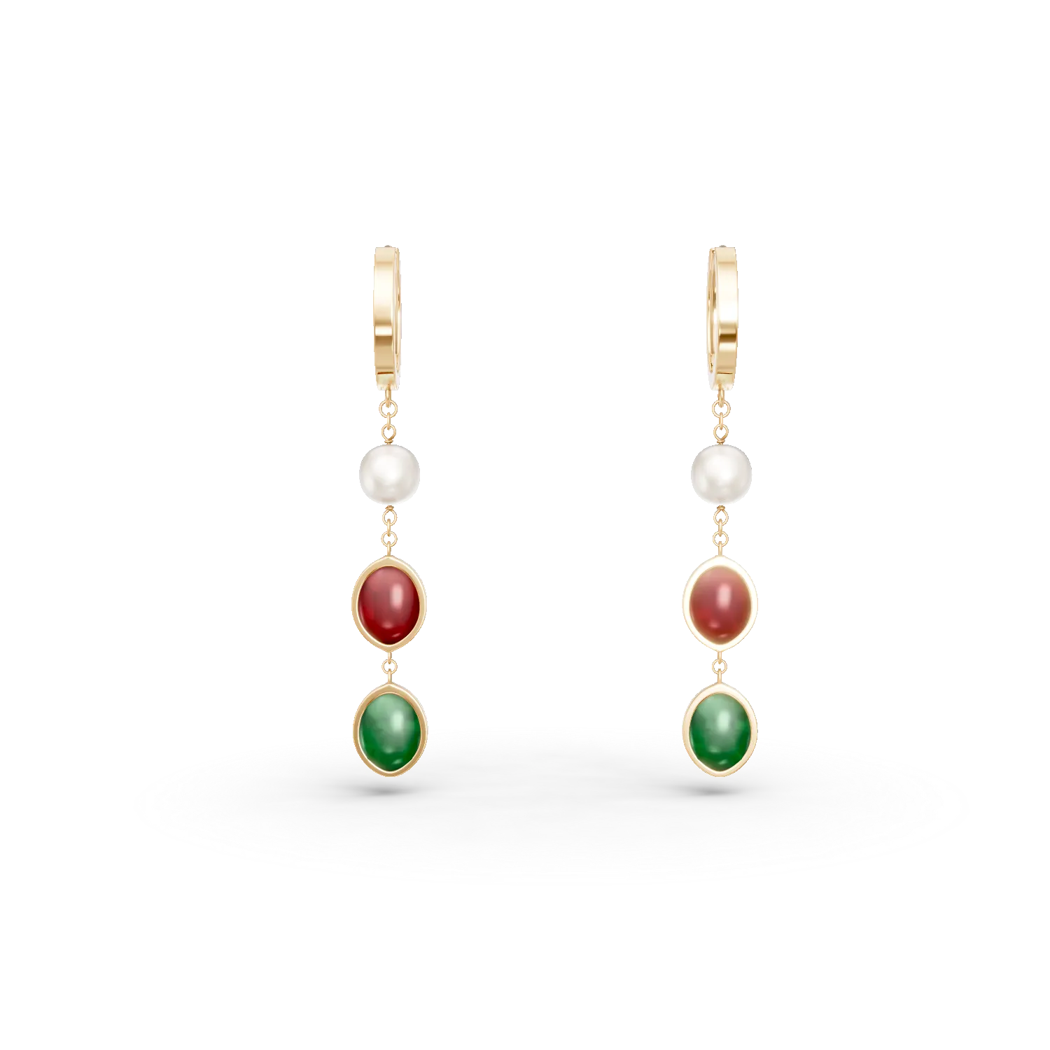 Cercei din aur galben cu perle de cultura de 0.3ct si turmaline de 0.6ct