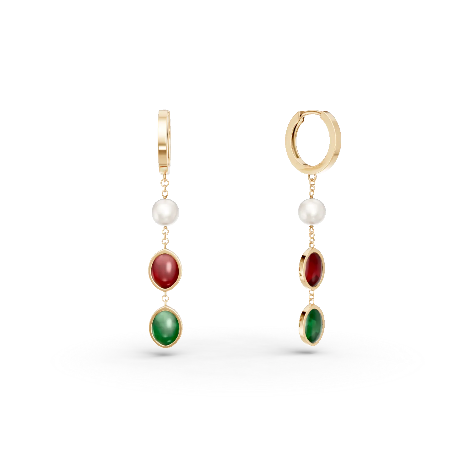 Cercei din aur galben cu perle de cultura de 0.3ct si turmaline de 0.6ct