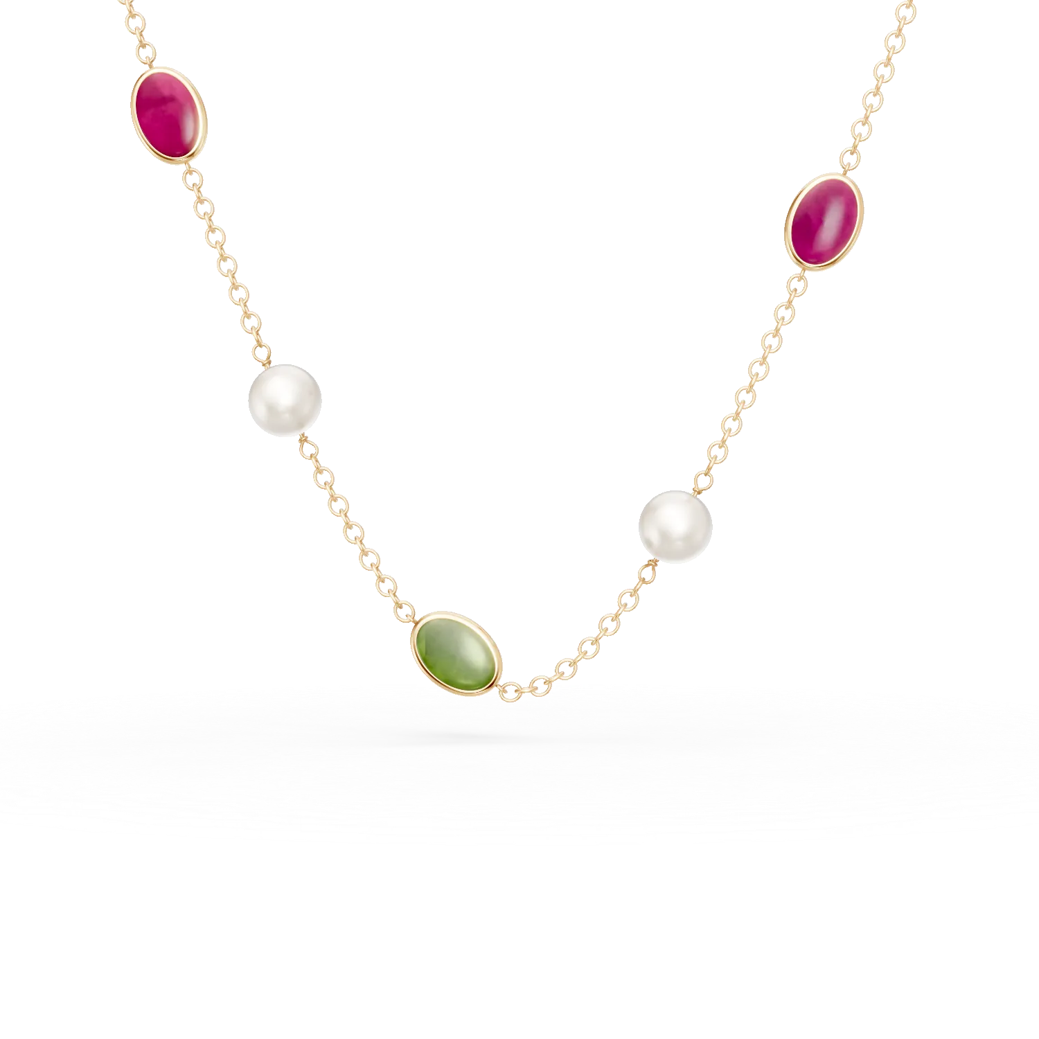 Colier din aur galben cu perle de cultura de 2ct si turmaline de 1.5ct